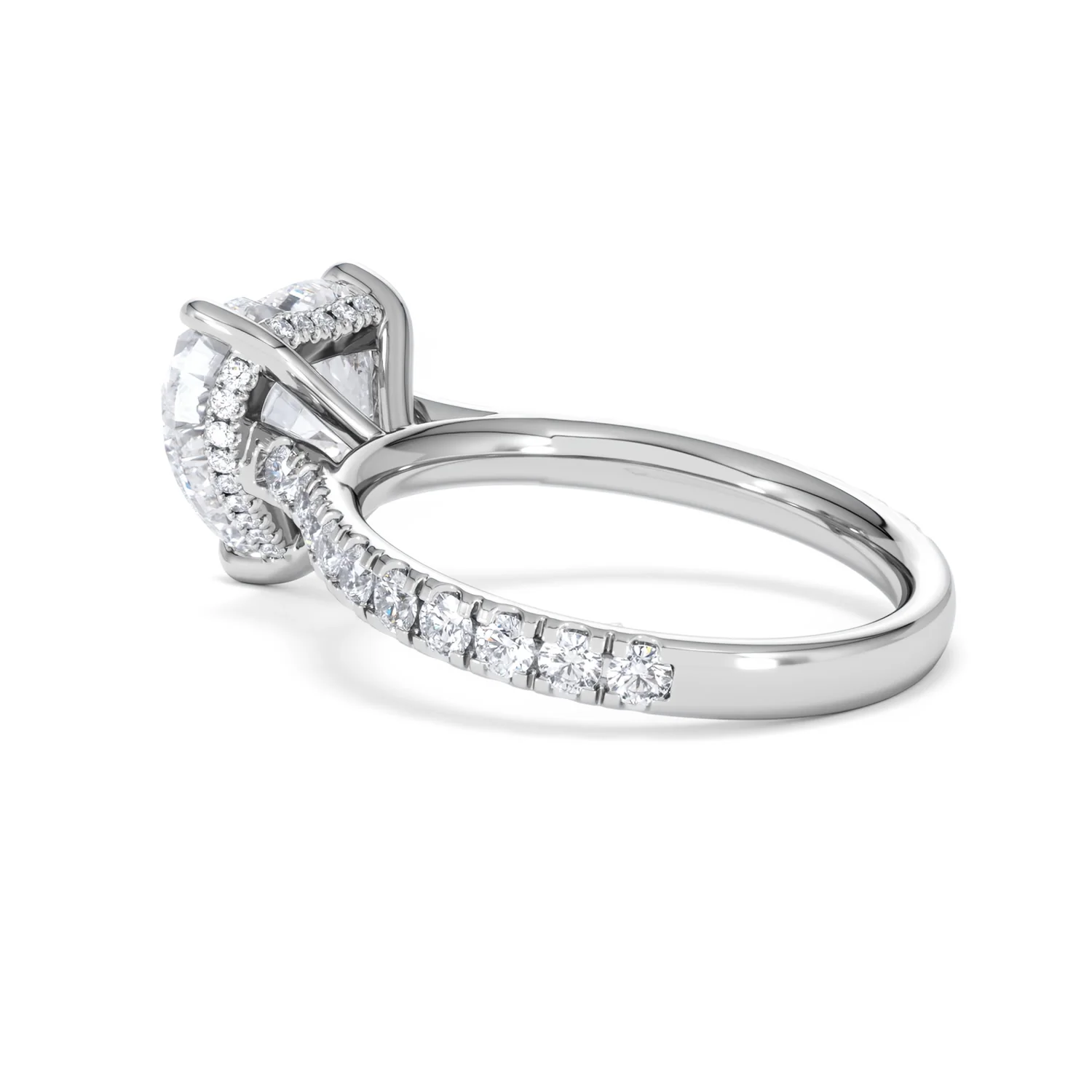Amora Heart 3.36ct Hidden Halo Lab Diamond Engagement Ring With Side Stones Set in 18K White Gold - Image 60