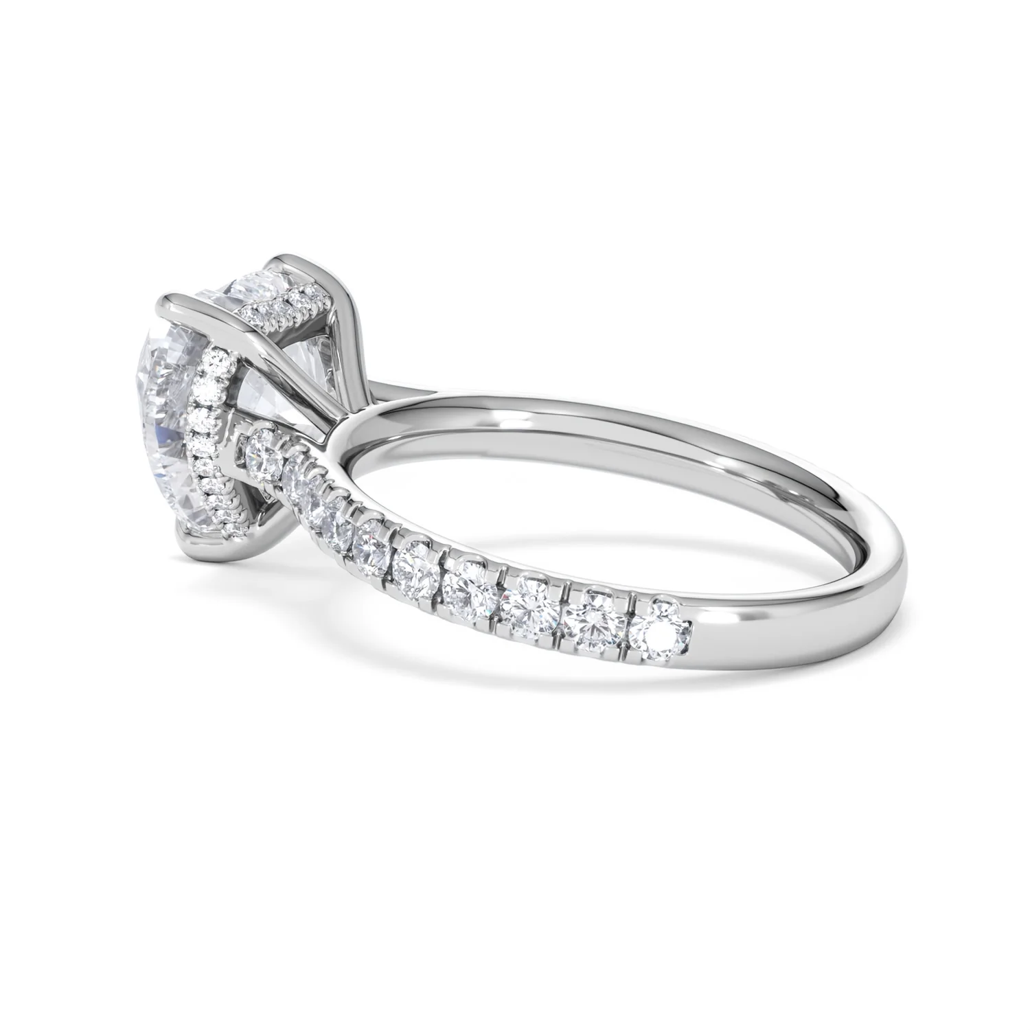 Amora Heart 3.36ct Hidden Halo Lab Diamond Engagement Ring With Side Stones Set in 18K White Gold - Image 62