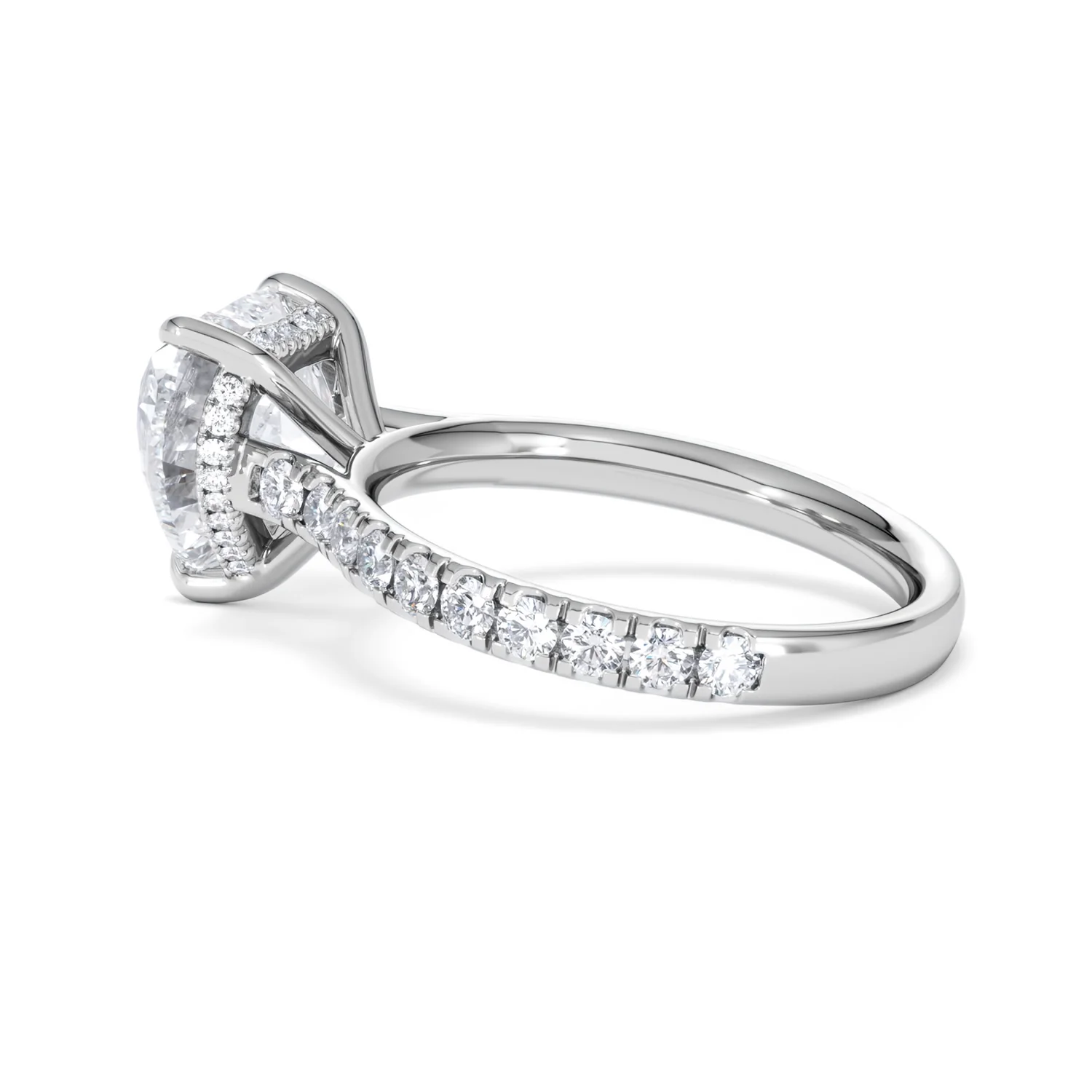 Amora Heart 3.36ct Hidden Halo Lab Diamond Engagement Ring With Side Stones Set in 18K White Gold - Image 63