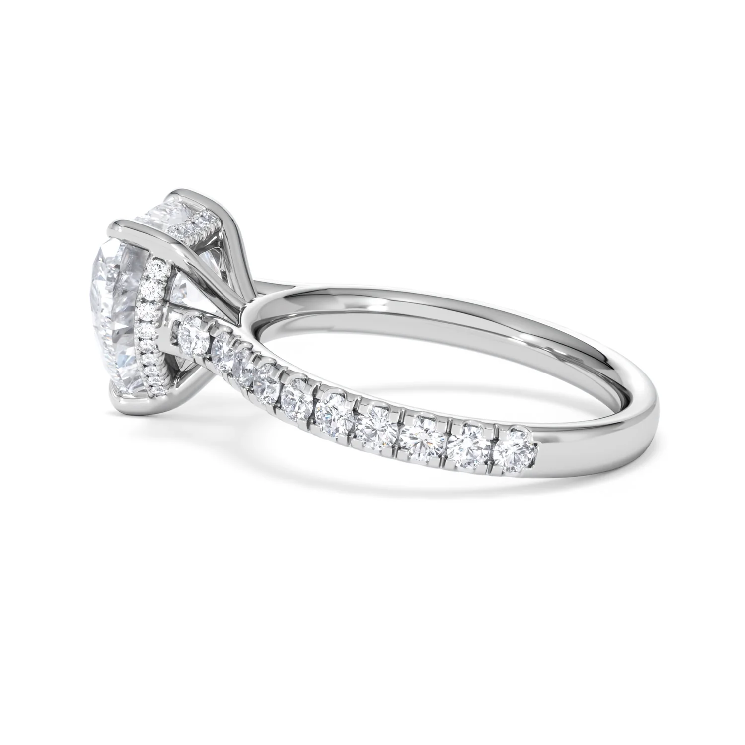 Amora Heart 3.36ct Hidden Halo Lab Diamond Engagement Ring With Side Stones Set in 18K White Gold - Image 64