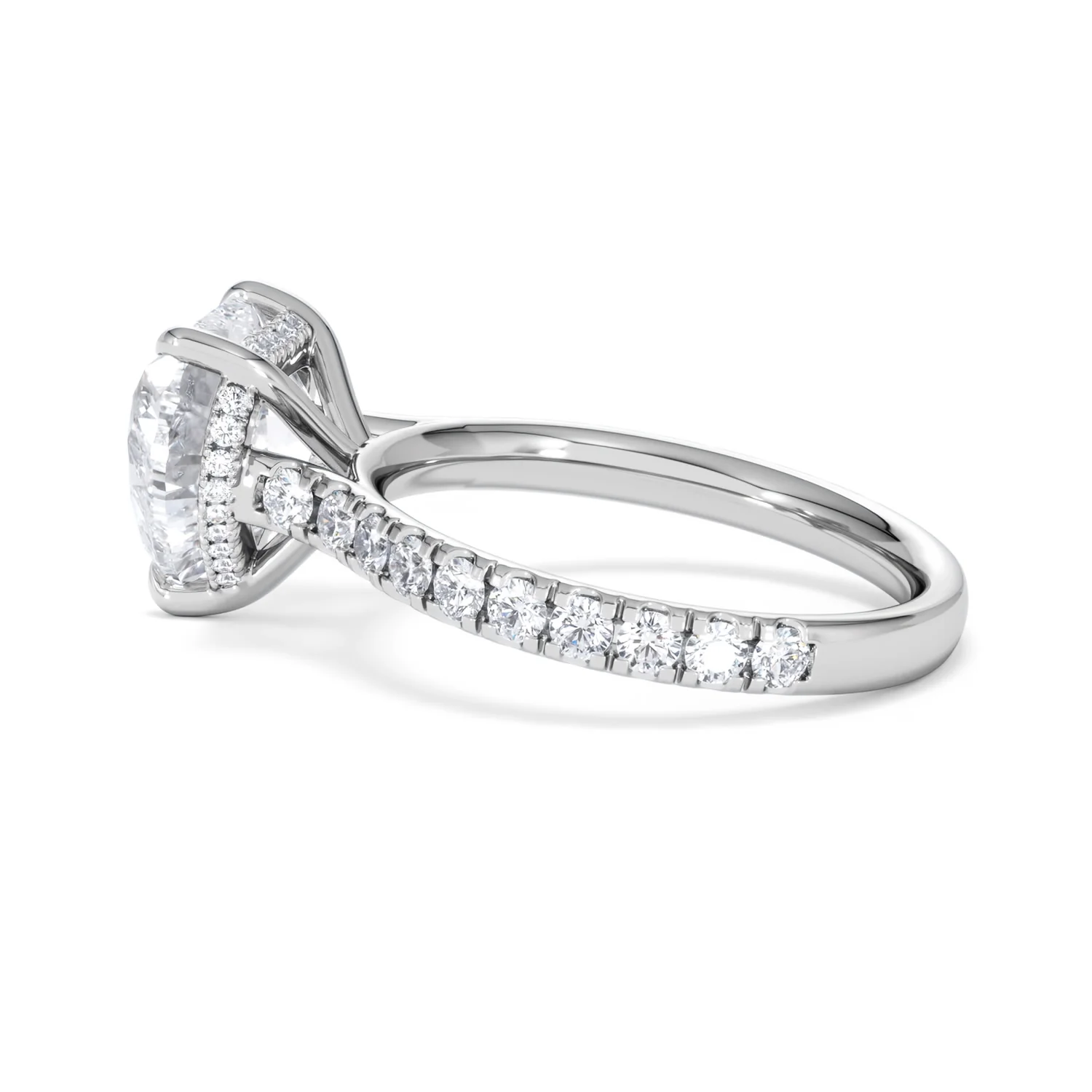 Amora Heart 3.36ct Hidden Halo Lab Diamond Engagement Ring With Side Stones Set in 18K White Gold - Image 65