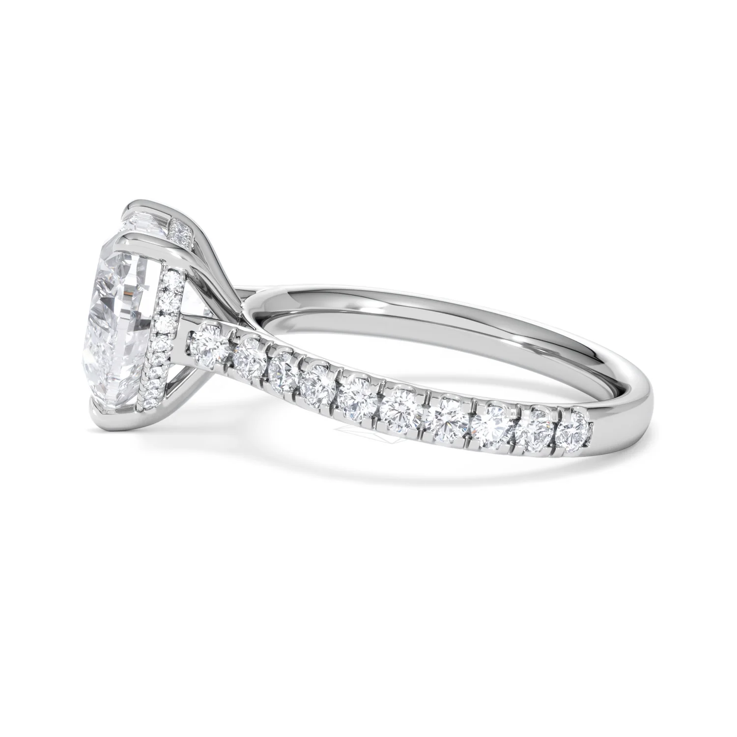 Amora Heart 3.36ct Hidden Halo Lab Diamond Engagement Ring With Side Stones Set in 18K White Gold - Image 68