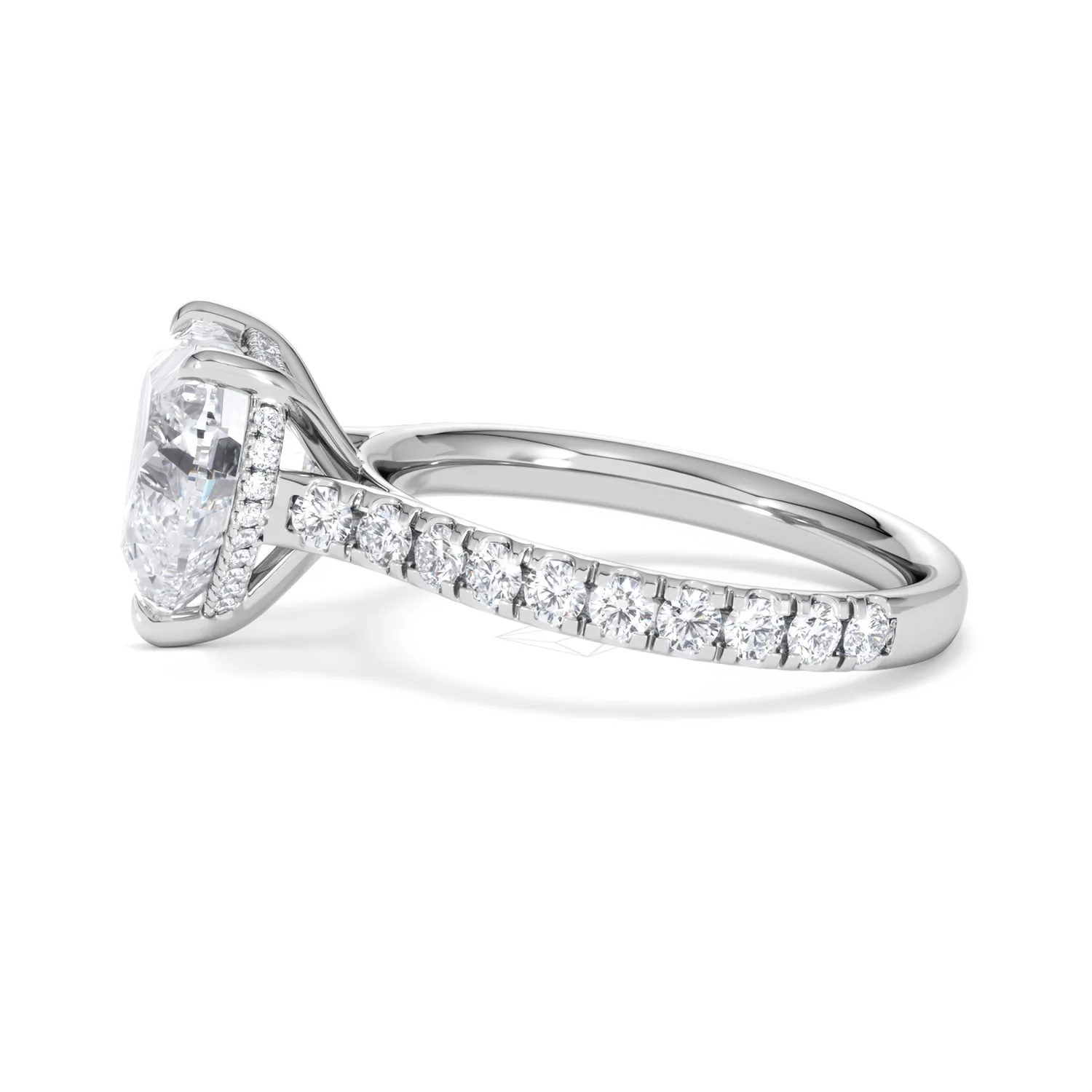 Amora Heart 3.36ct Hidden Halo Lab Diamond Engagement Ring With Side Stones Set in 18K White Gold - Image 69