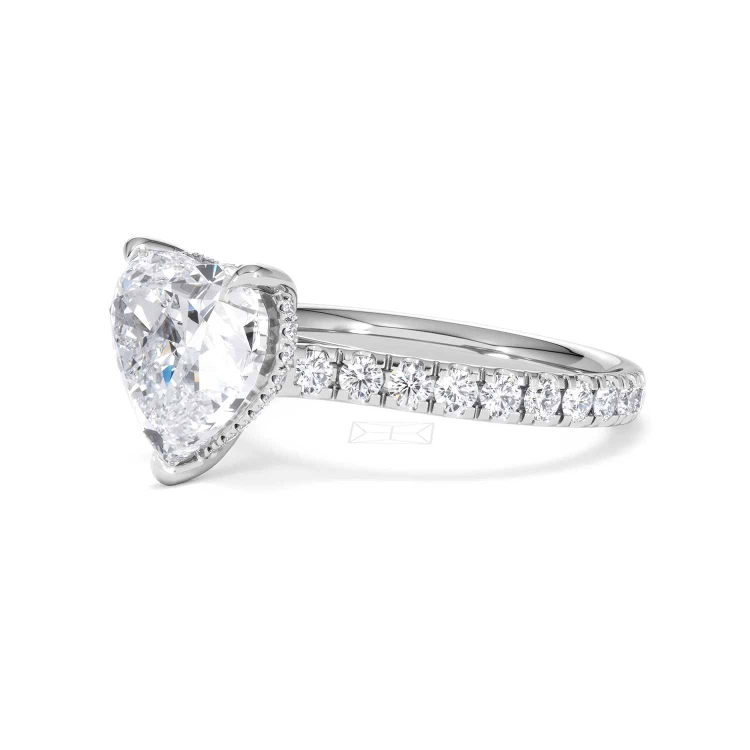 Amora Heart 3.36ct Hidden Halo Lab Diamond Engagement Ring With Side Stones Set in 18K White Gold - Image 77