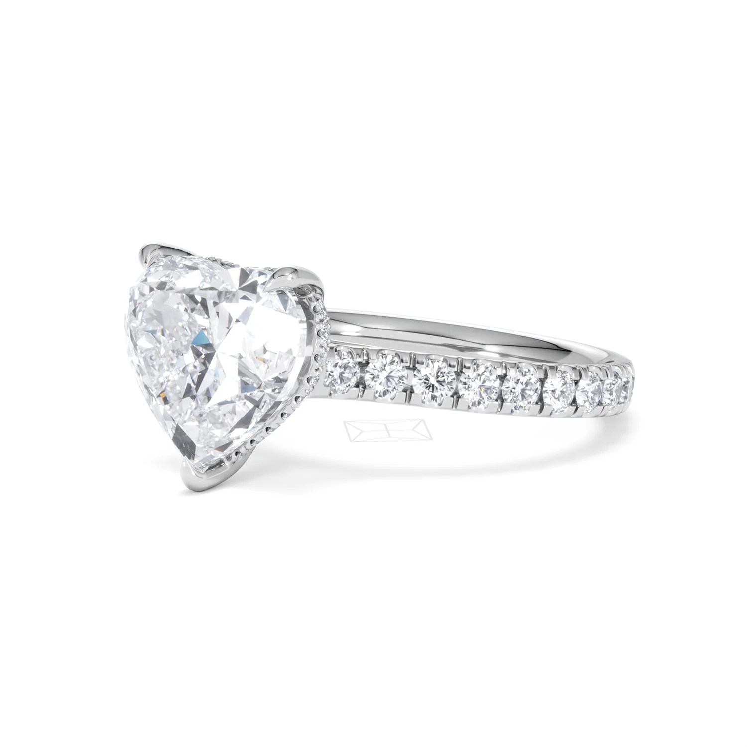Amora Heart 3.36ct Hidden Halo Lab Diamond Engagement Ring With Side Stones Set in 18K White Gold - Image 79