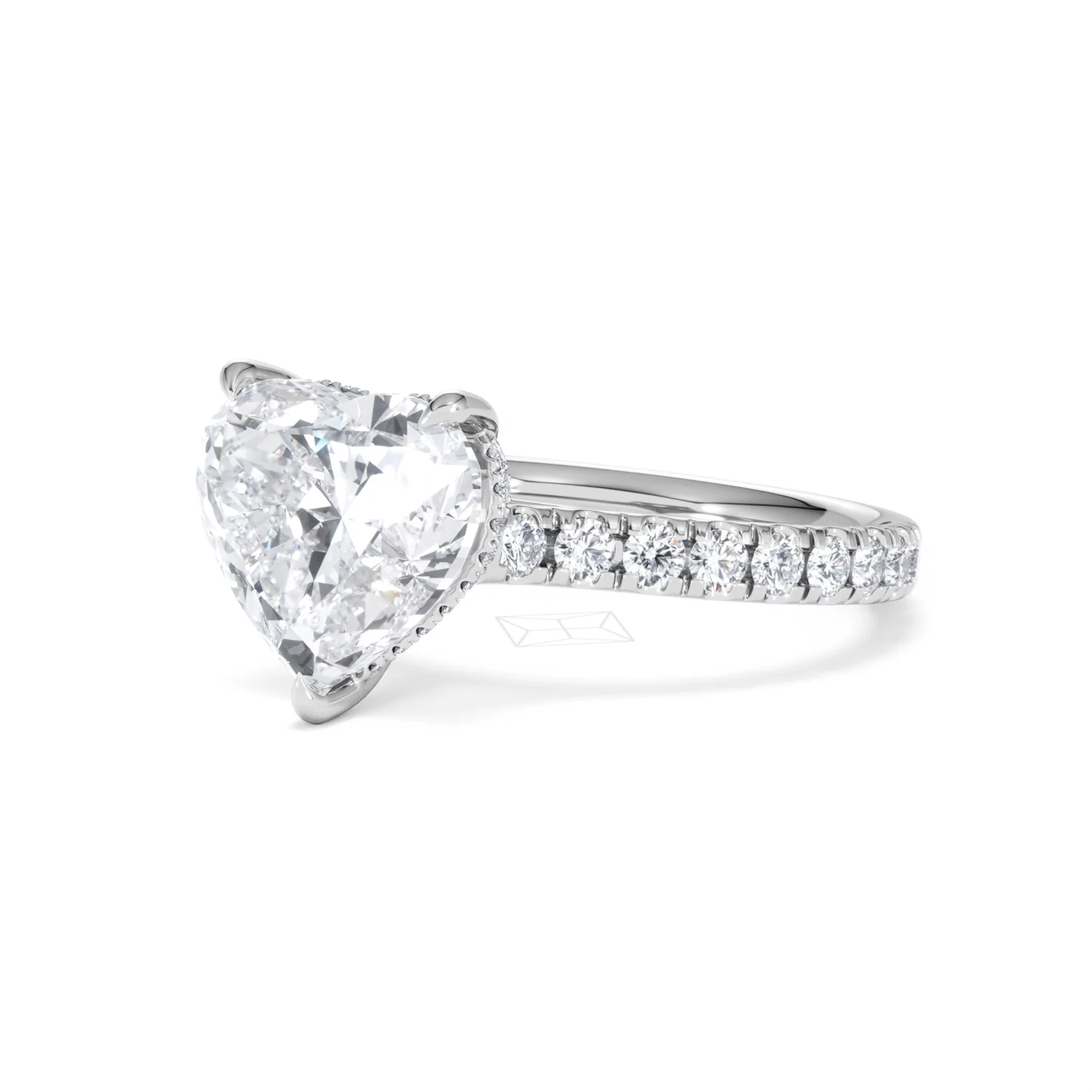 Amora Heart 3.36ct Hidden Halo Lab Diamond Engagement Ring With Side Stones Set in 18K White Gold - Image 80