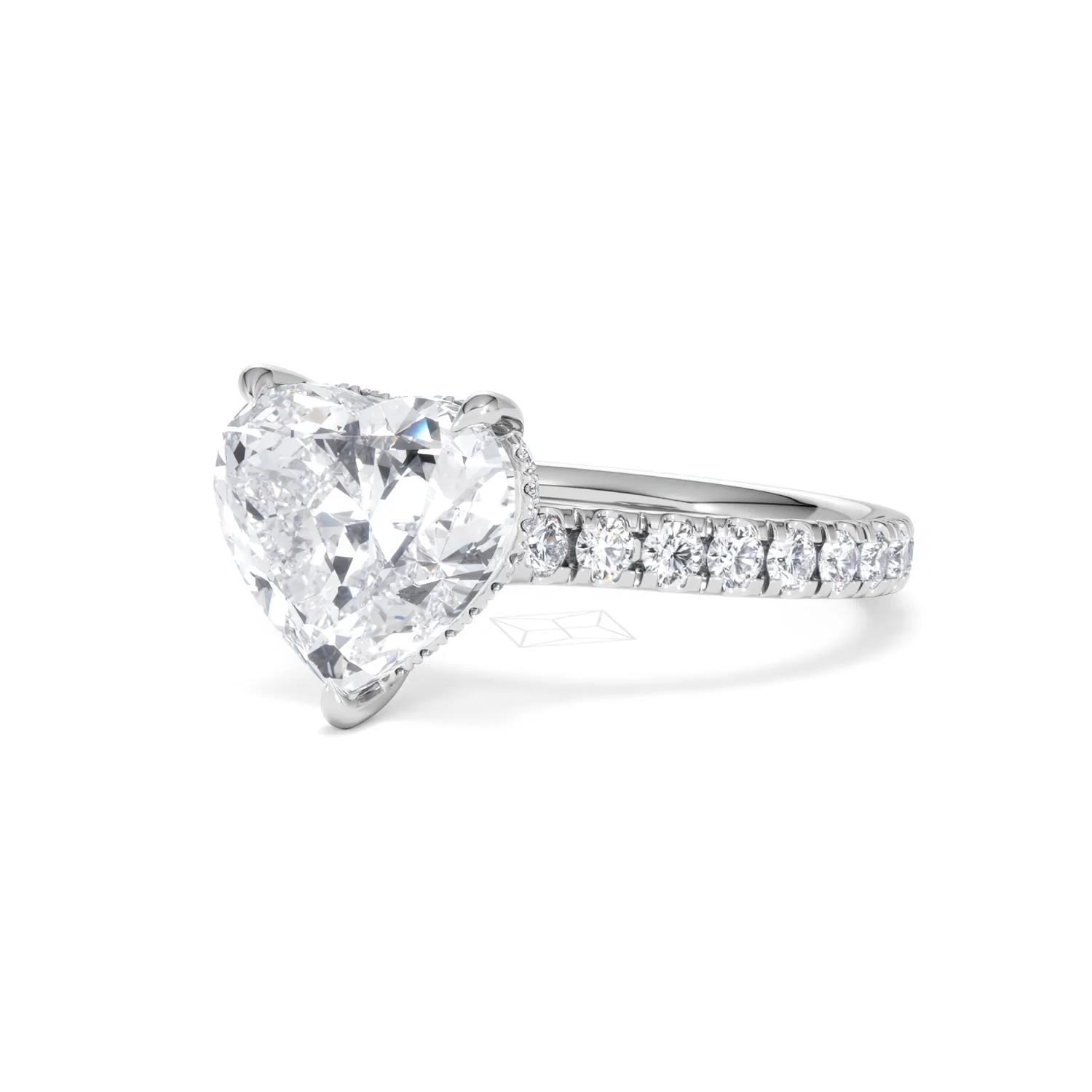 Amora Heart 3.36ct Hidden Halo Lab Diamond Engagement Ring With Side Stones Set in 18K White Gold - Image 81