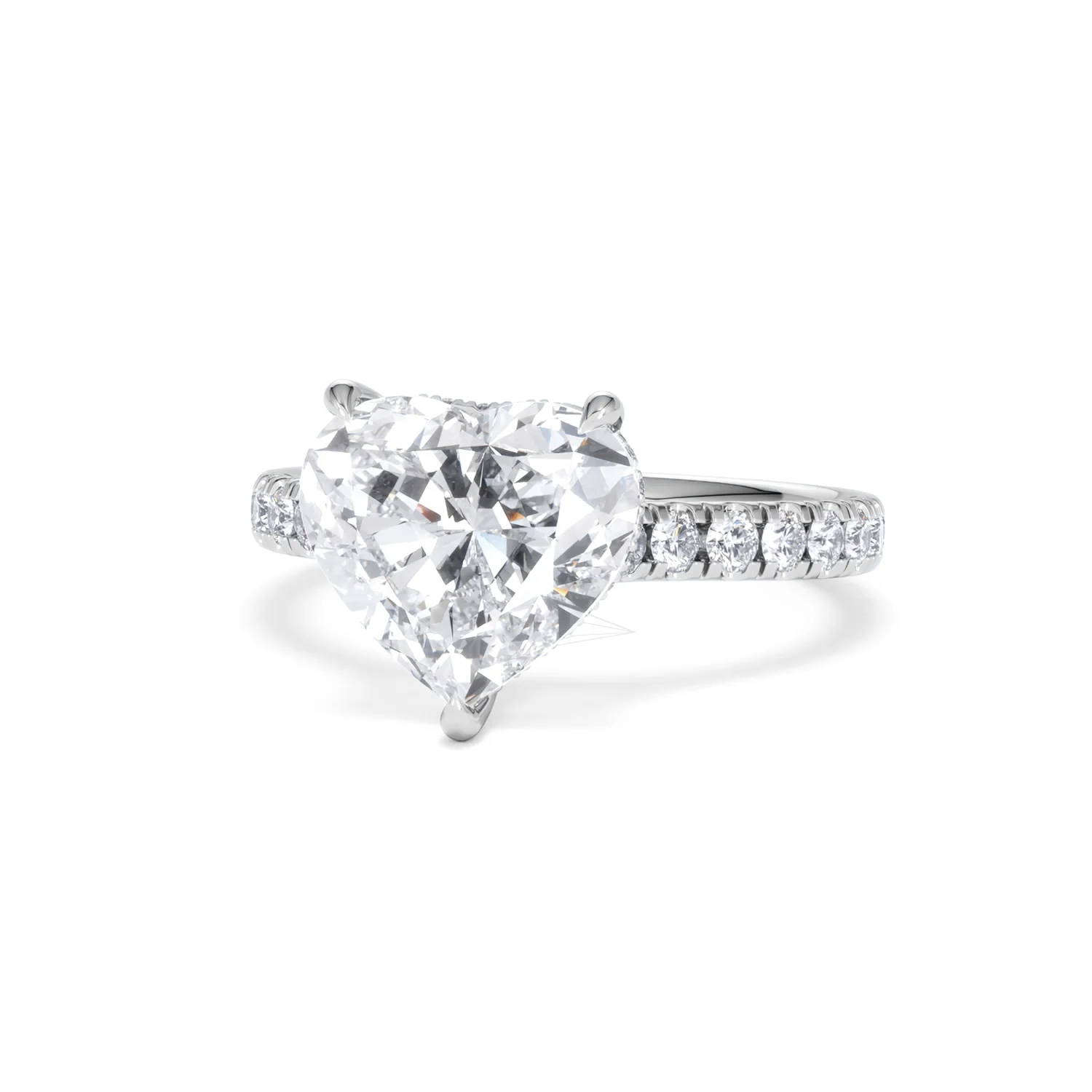 Amora Heart 3.36ct Hidden Halo Lab Diamond Engagement Ring With Side Stones Set in 18K White Gold - Image 85
