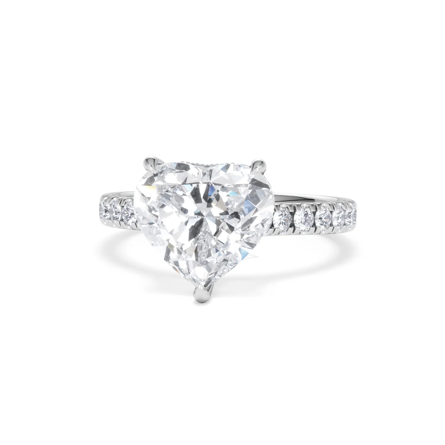 Amora Heart 3.36ct Hidden Halo Lab Diamond Engagement Ring With Side Stones Set in 18K White Gold - Image 86