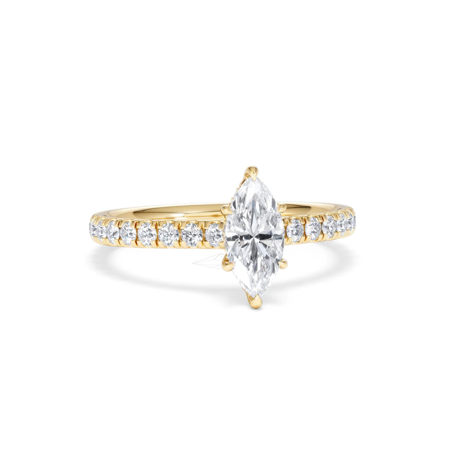Amora Marquise 0.97ct Hidden Halo Diamond Engagement Ring With Side Stones Set in 18K Gold - Image 10