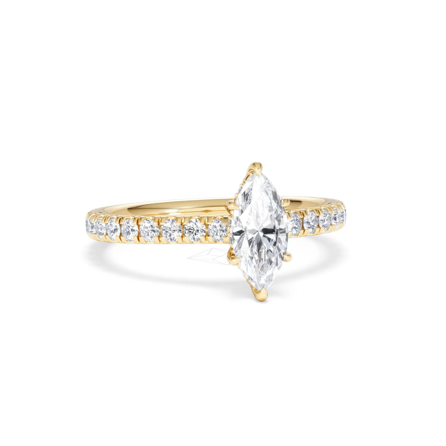 Amora Marquise 0.97ct Hidden Halo Diamond Engagement Ring With Side Stones Set in 18K Gold - Image 11