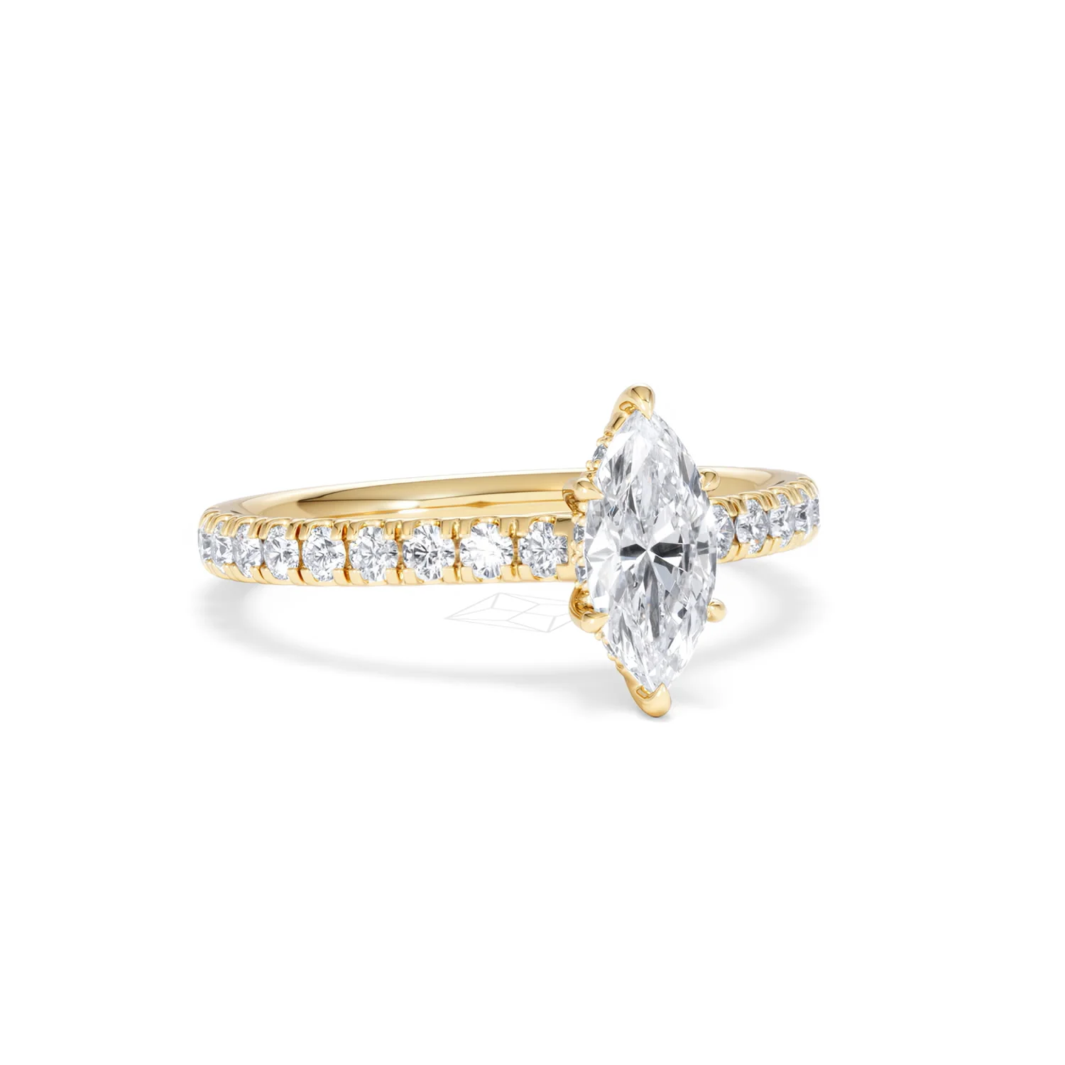 Amora Marquise 0.97ct Hidden Halo Diamond Engagement Ring With Side Stones Set in 18K Gold - Image 12