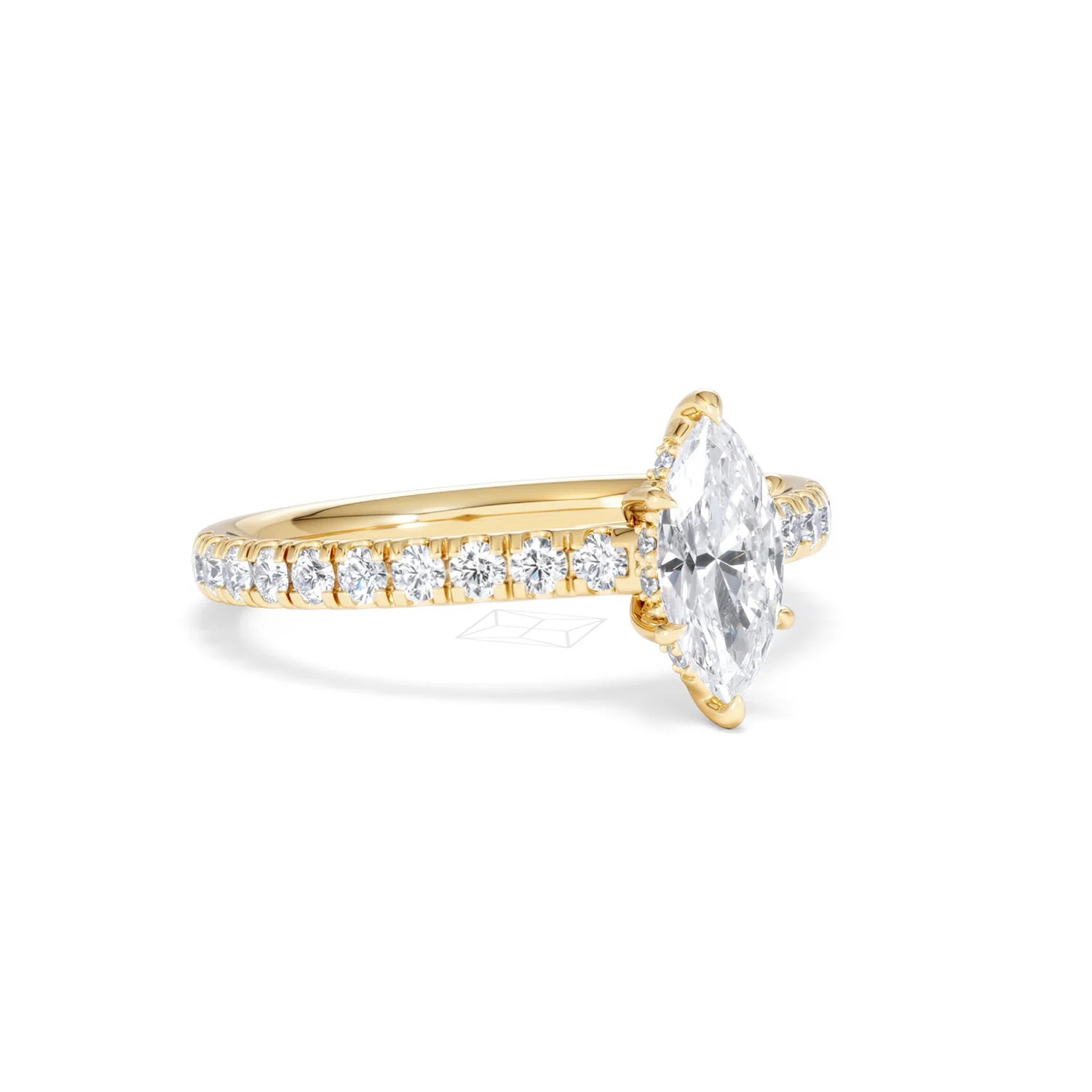 Amora Marquise 0.97ct Hidden Halo Diamond Engagement Ring With Side Stones Set in 18K Gold - Image 14