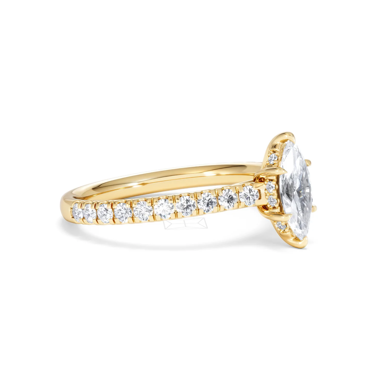 Amora Marquise 0.97ct Hidden Halo Diamond Engagement Ring With Side Stones Set in 18K Gold - Image 19