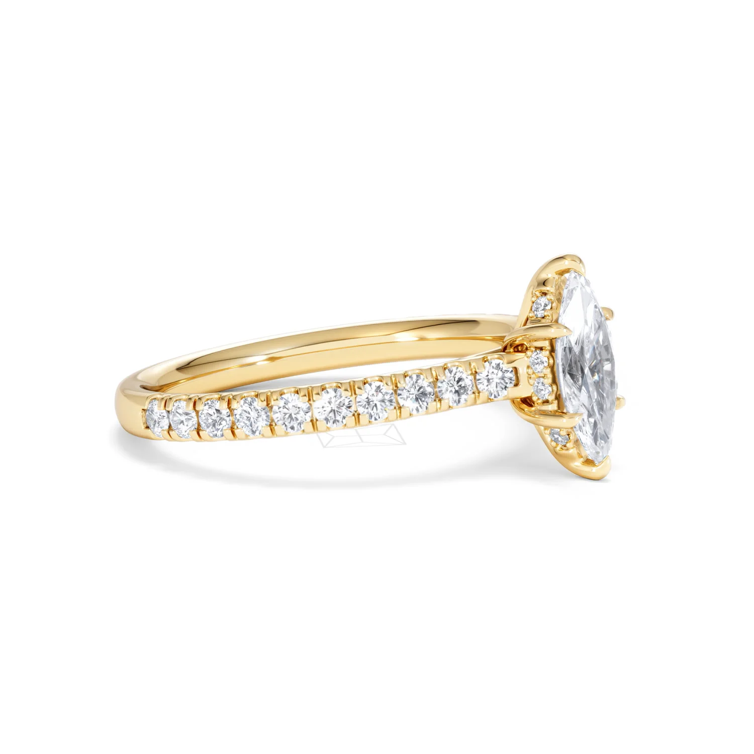 Amora Marquise 0.97ct Hidden Halo Diamond Engagement Ring With Side Stones Set in 18K Gold - Image 20