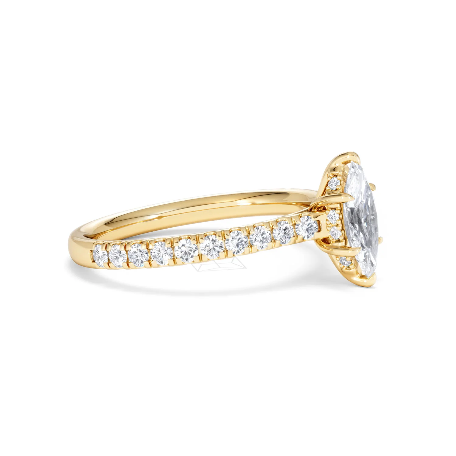 Amora Marquise 0.97ct Hidden Halo Diamond Engagement Ring With Side Stones Set in 18K Gold - Image 21