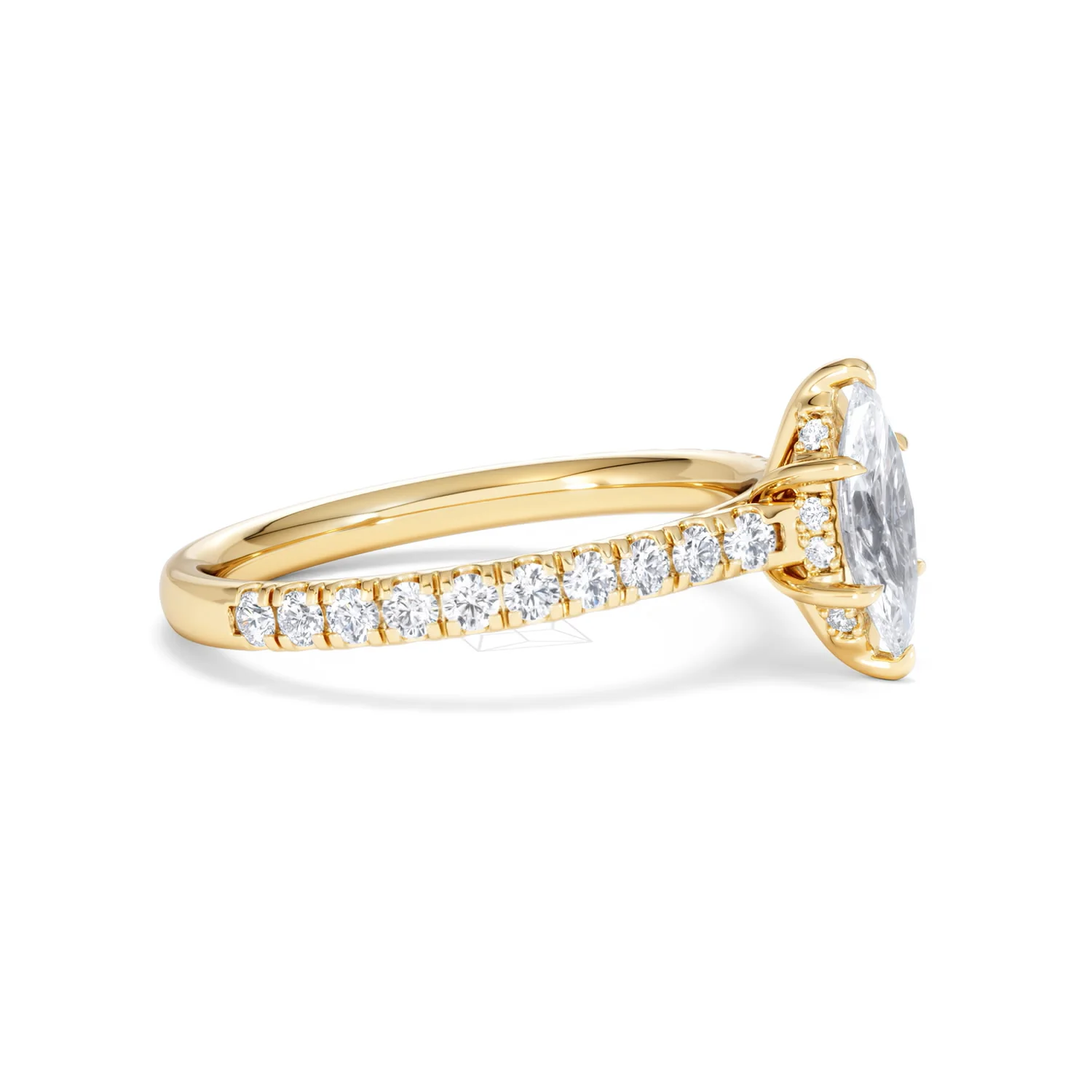 Amora Marquise 0.97ct Hidden Halo Diamond Engagement Ring With Side Stones Set in 18K Gold - Image 22