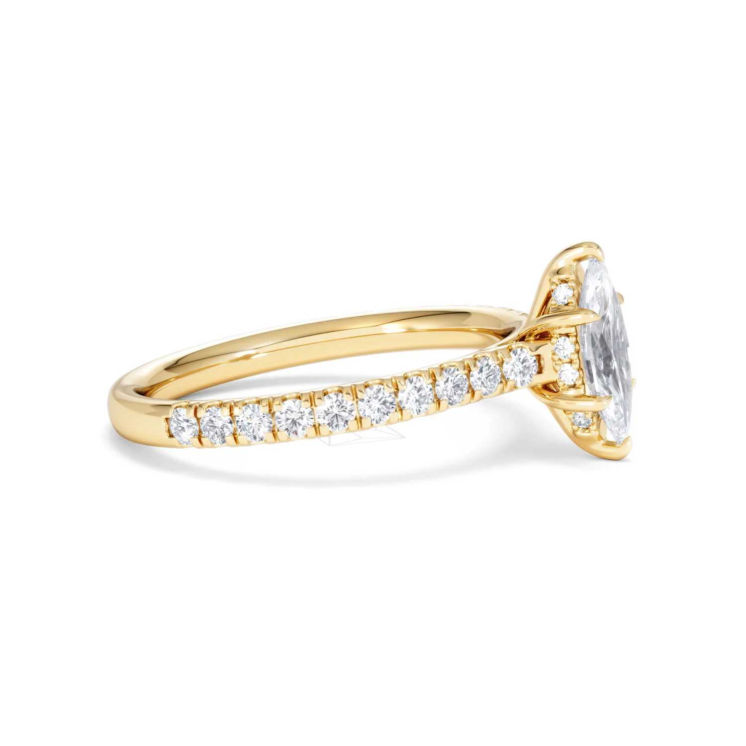 Amora Marquise 0.97ct Hidden Halo Diamond Engagement Ring With Side Stones Set in 18K Gold - Image 23