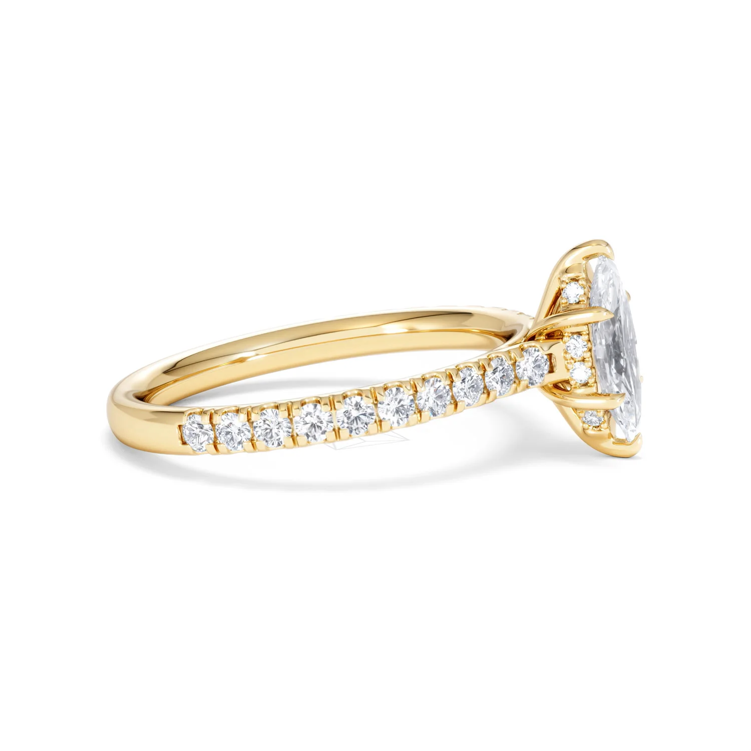 Amora Marquise 0.97ct Hidden Halo Diamond Engagement Ring With Side Stones Set in 18K Gold - Image 24