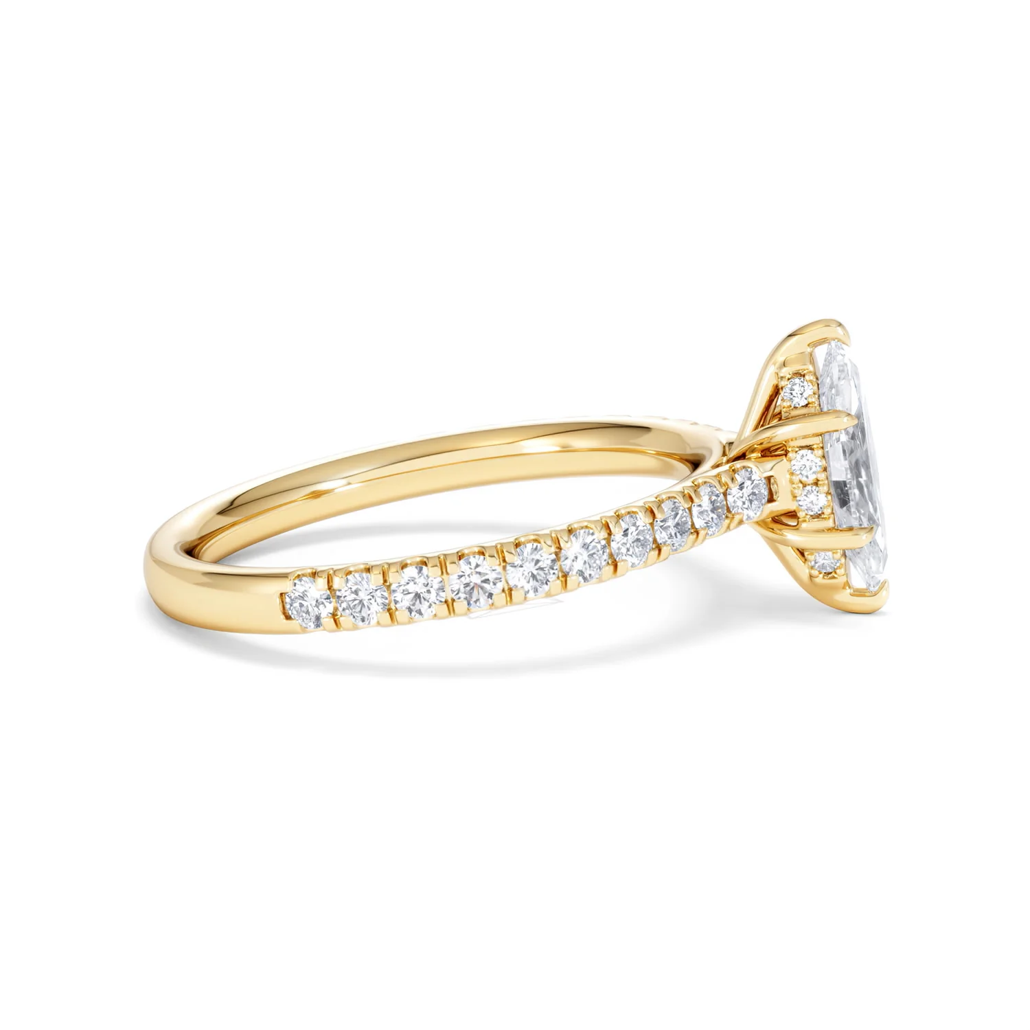 Amora Marquise 0.97ct Hidden Halo Diamond Engagement Ring With Side Stones Set in 18K Gold - Image 26