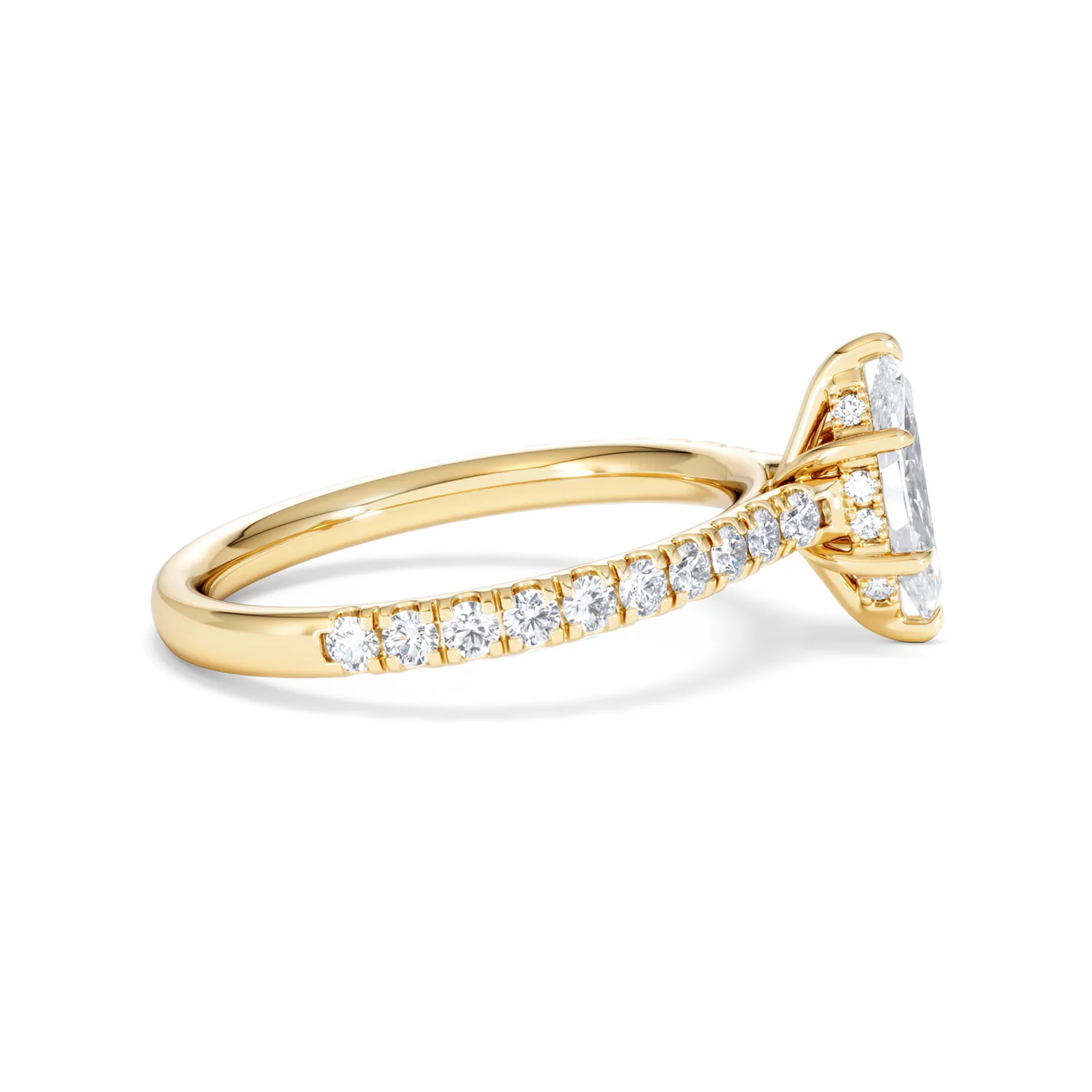 Amora Marquise 0.97ct Hidden Halo Diamond Engagement Ring With Side Stones Set in 18K Gold - Image 27