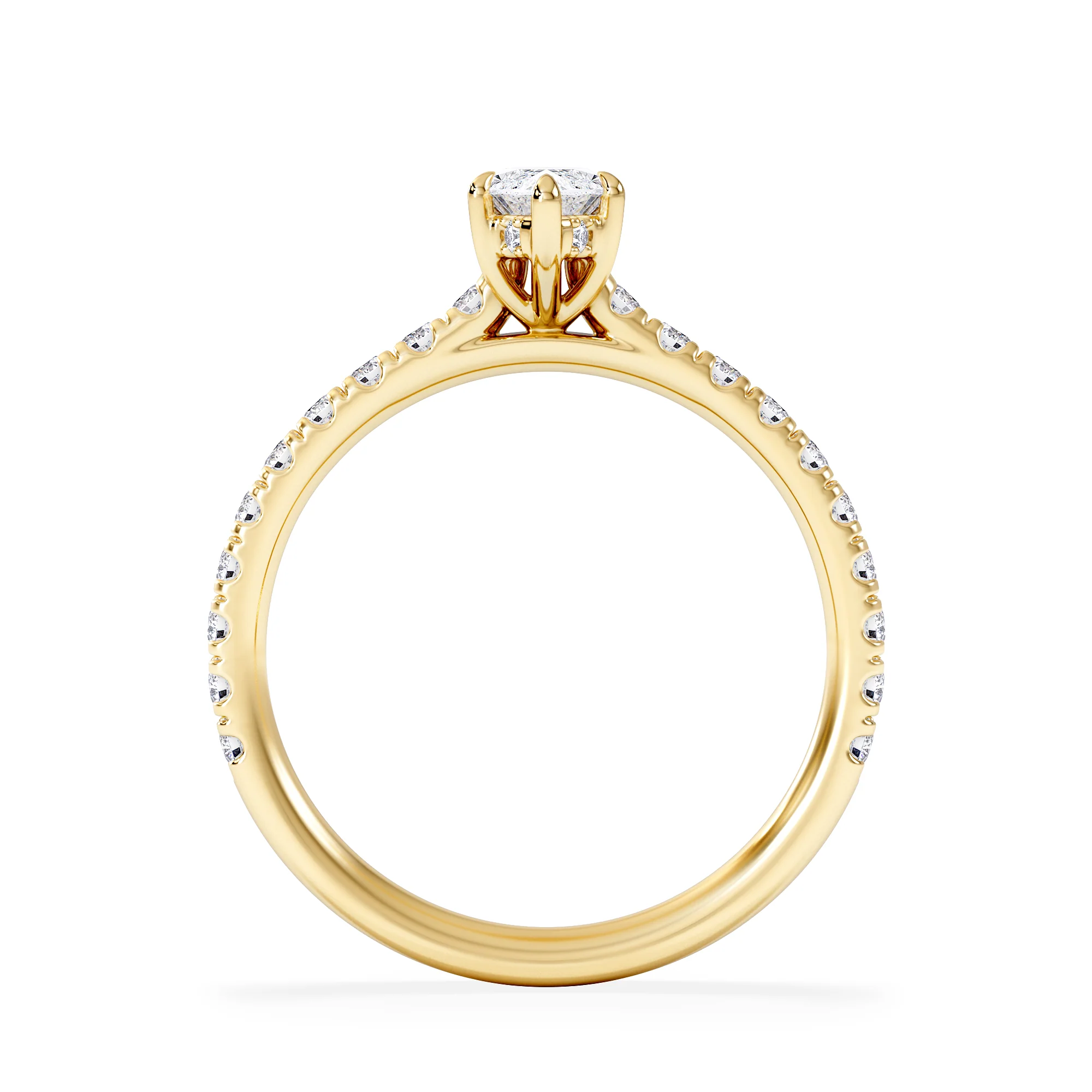 Amora Marquise 0.97ct Hidden Halo Diamond Engagement Ring With Side Stones Set in 18K Gold - Image 3