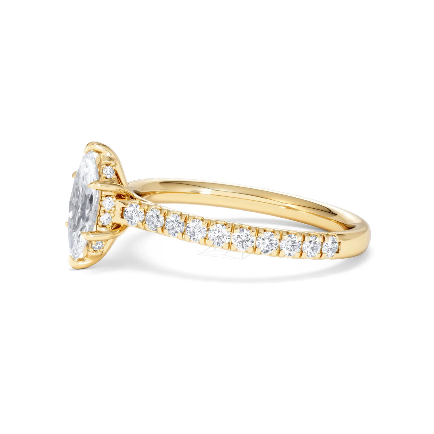 Amora Marquise 0.97ct Hidden Halo Diamond Engagement Ring With Side Stones Set in 18K Gold - Image 73