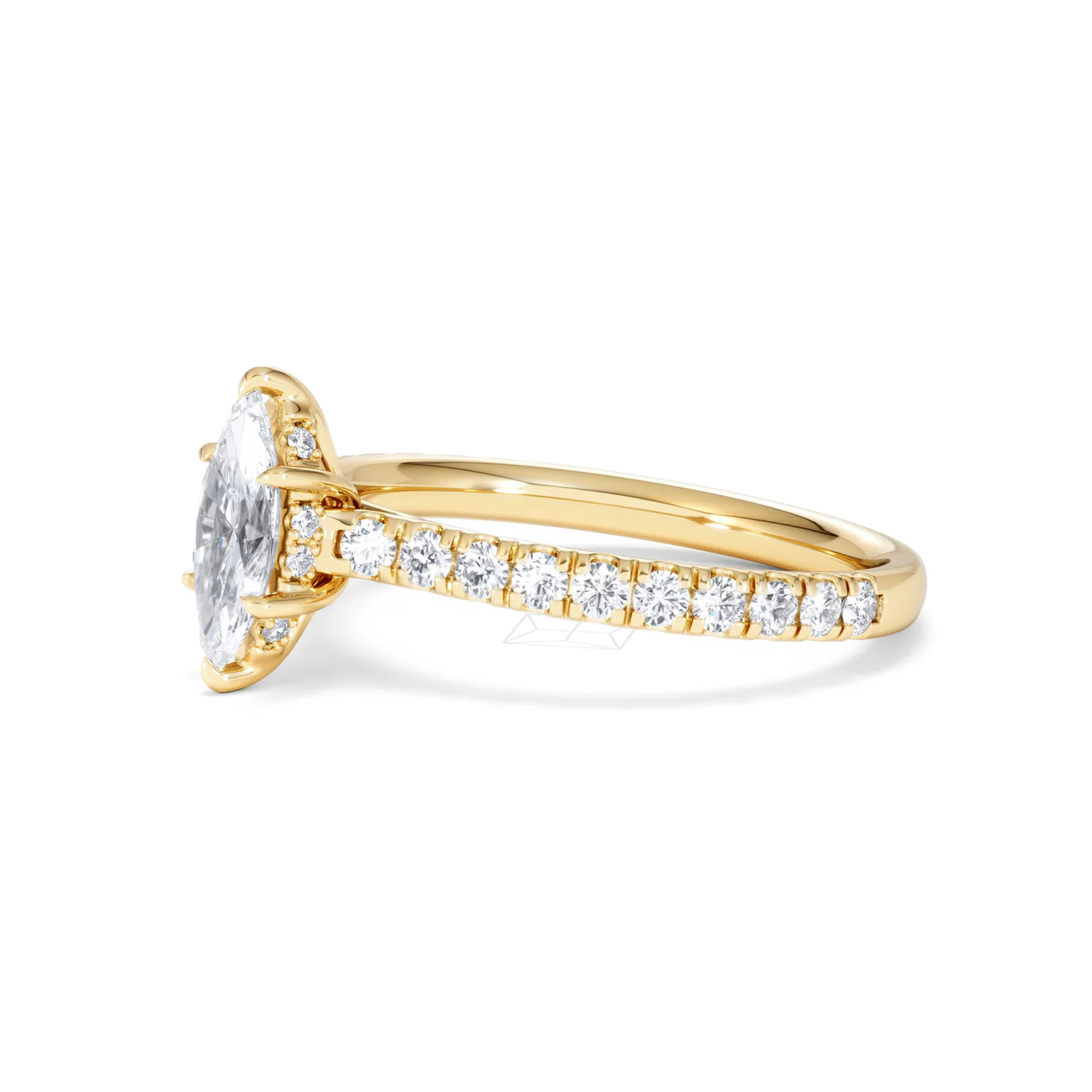 Amora Marquise 0.97ct Hidden Halo Diamond Engagement Ring With Side Stones Set in 18K Gold - Image 75