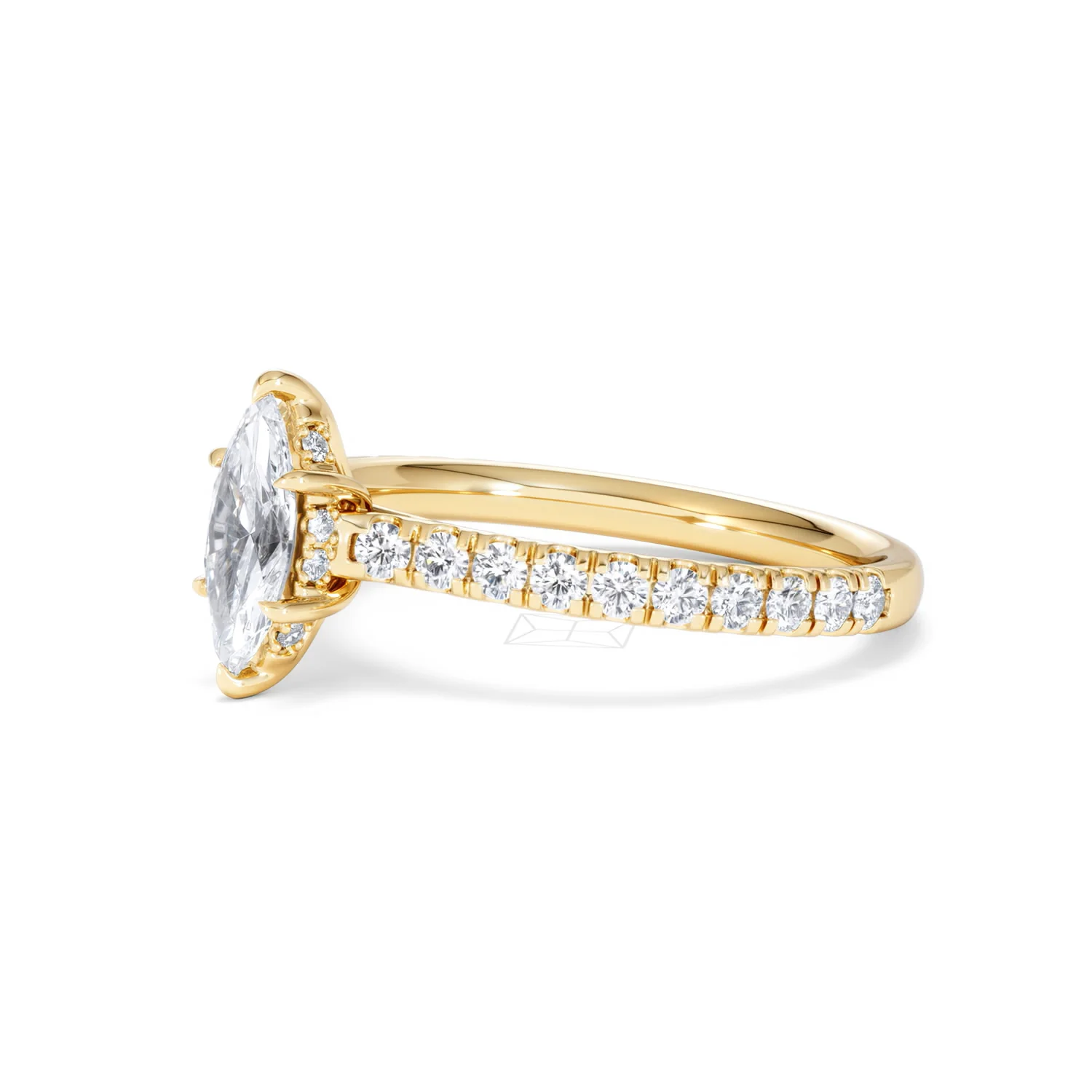 Amora Marquise 0.97ct Hidden Halo Diamond Engagement Ring With Side Stones Set in 18K Gold - Image 76