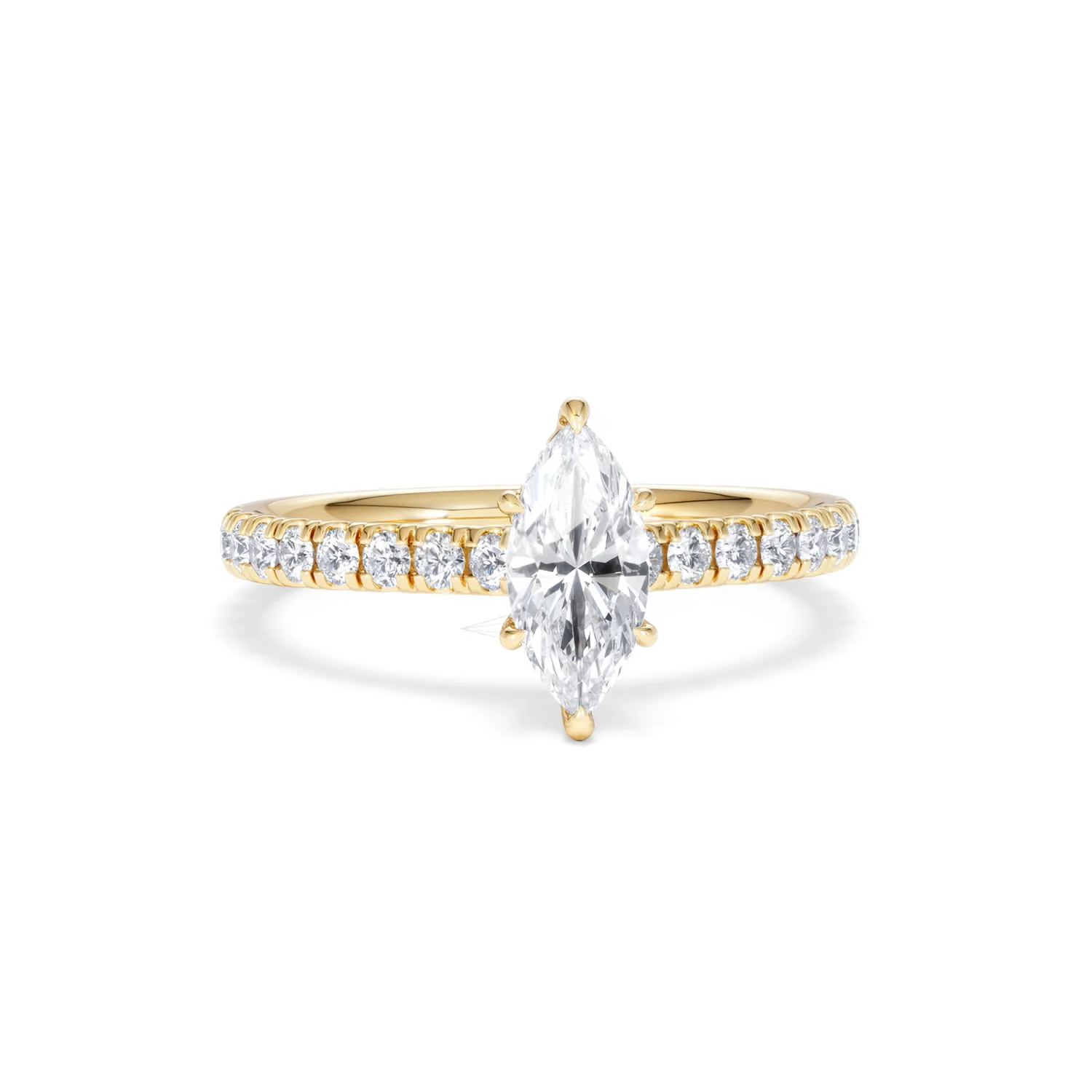 Amora Marquise 0.97ct Hidden Halo Diamond Engagement Ring With Side Stones Set in 18K Gold - Image 9