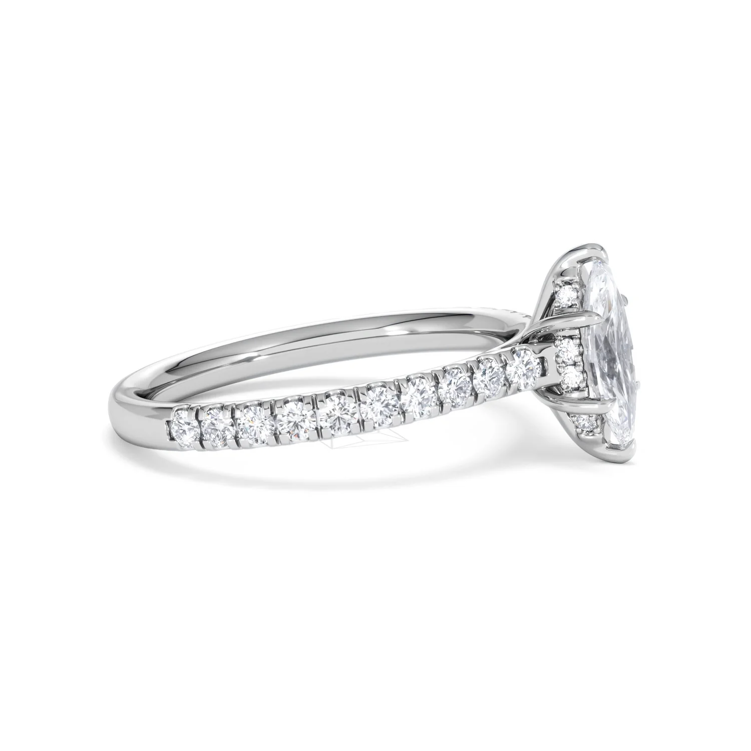 Amora Marquise 0.97ct Hidden Halo Diamond Engagement Ring with Side Stones Set in 18K White Gold - Image 23