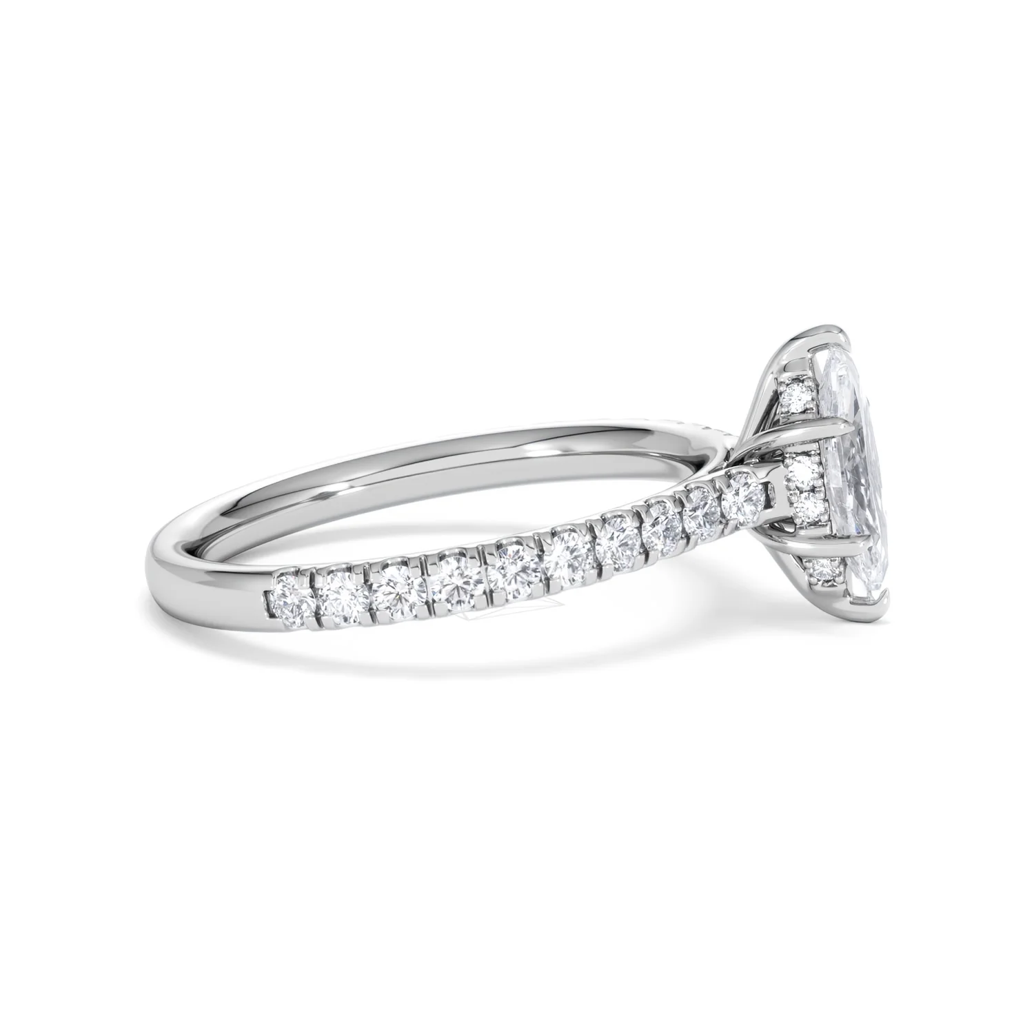 Amora Marquise 0.97ct Hidden Halo Diamond Engagement Ring with Side Stones Set in 18K White Gold - Image 25
