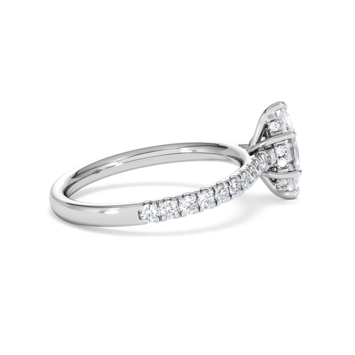 Amora Marquise 0.97ct Hidden Halo Diamond Engagement Ring with Side Stones Set in 18K White Gold - Image 31