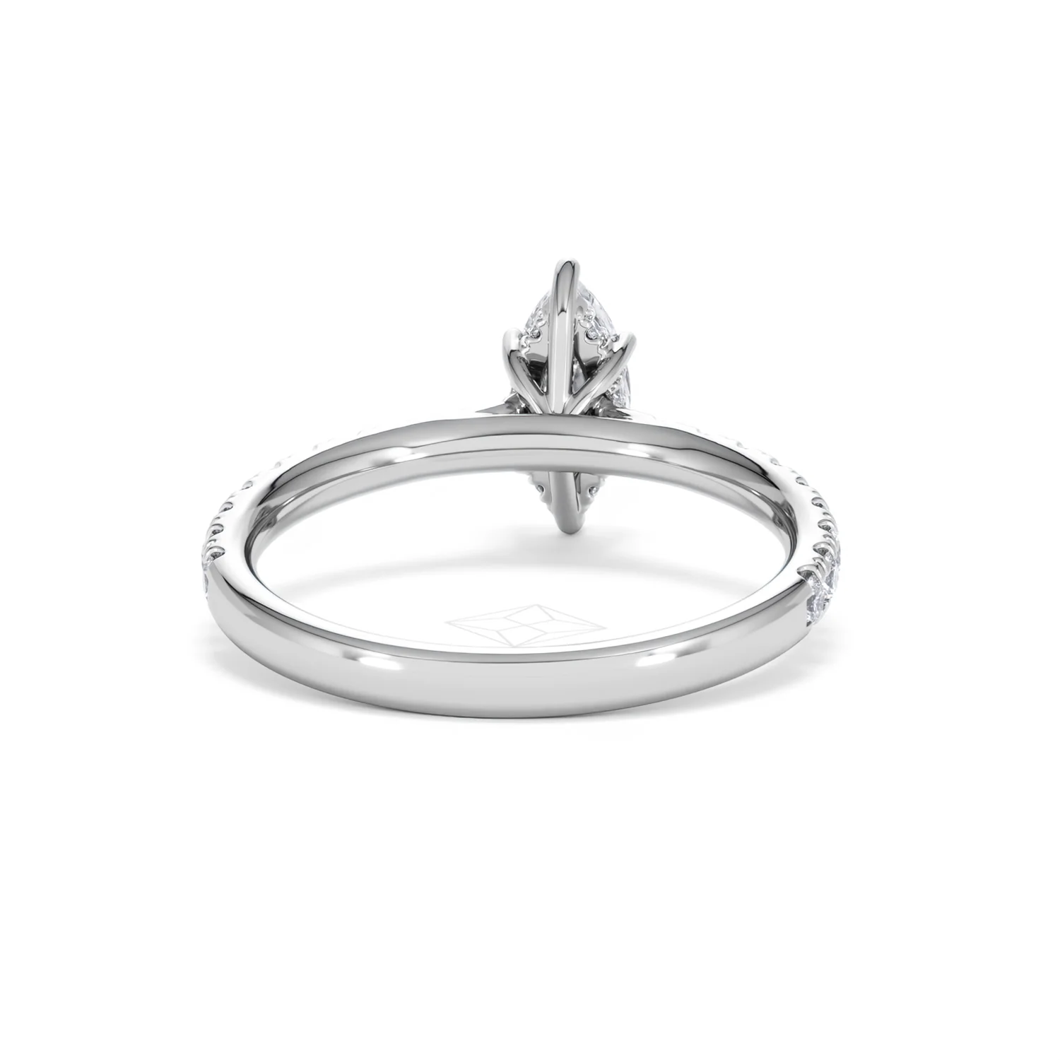 Amora Marquise 0.97ct Hidden Halo Diamond Engagement Ring with Side Stones Set in 18K White Gold - Image 46