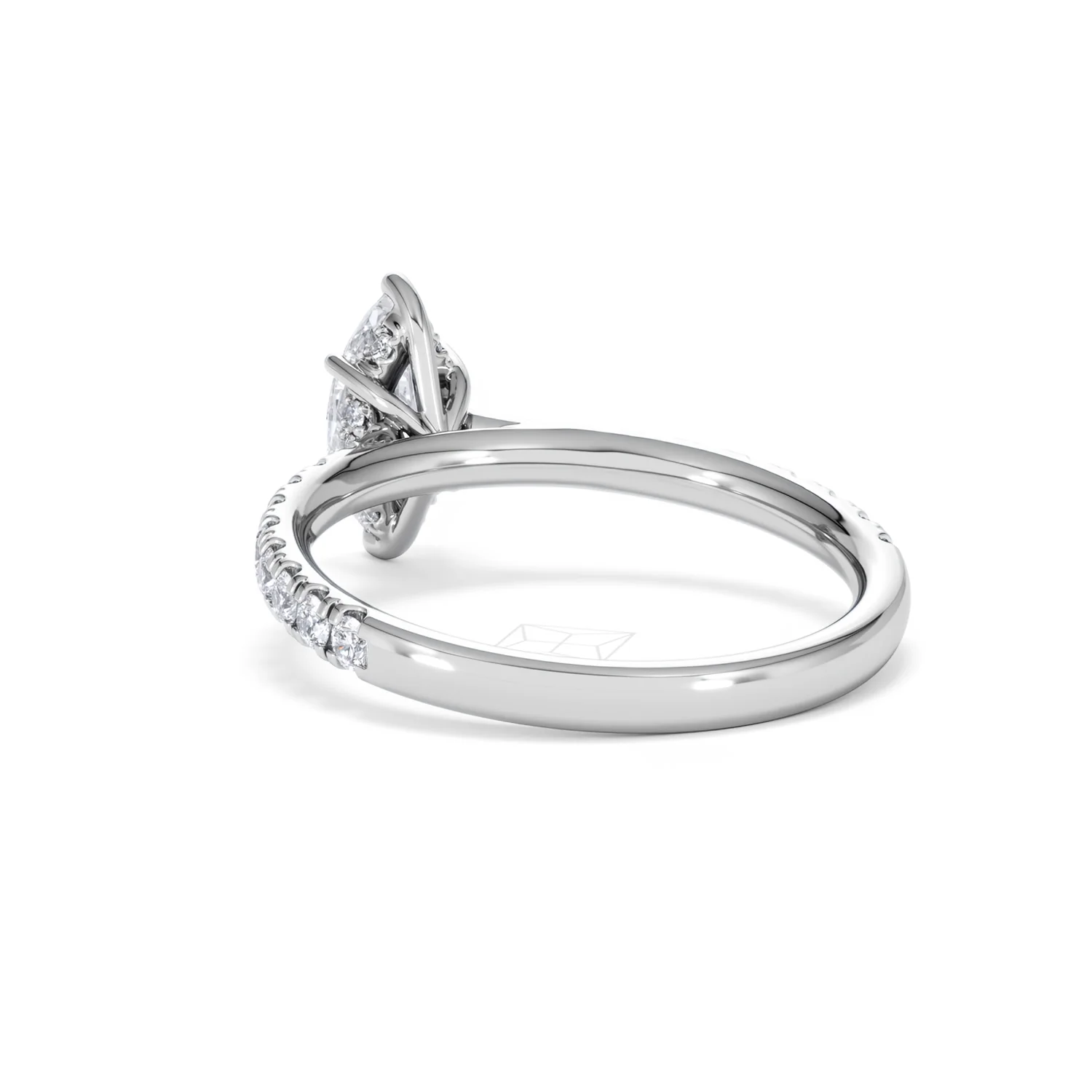 Amora Marquise 0.97ct Hidden Halo Diamond Engagement Ring with Side Stones Set in 18K White Gold - Image 54