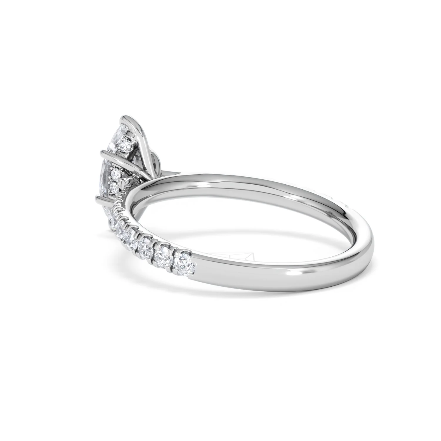 Amora Marquise 0.97ct Hidden Halo Diamond Engagement Ring with Side Stones Set in 18K White Gold - Image 58