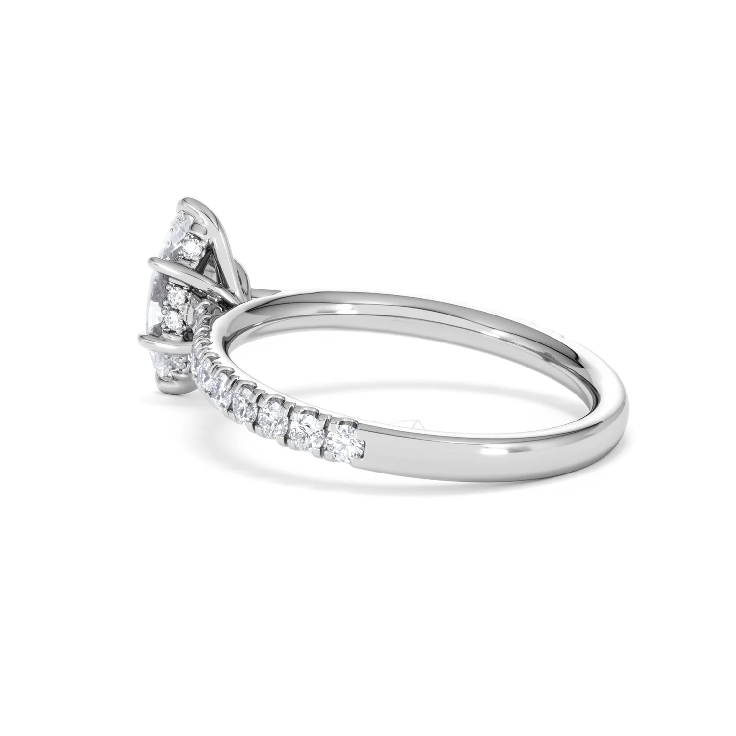 Amora Marquise 0.97ct Hidden Halo Diamond Engagement Ring with Side Stones Set in 18K White Gold - Image 60