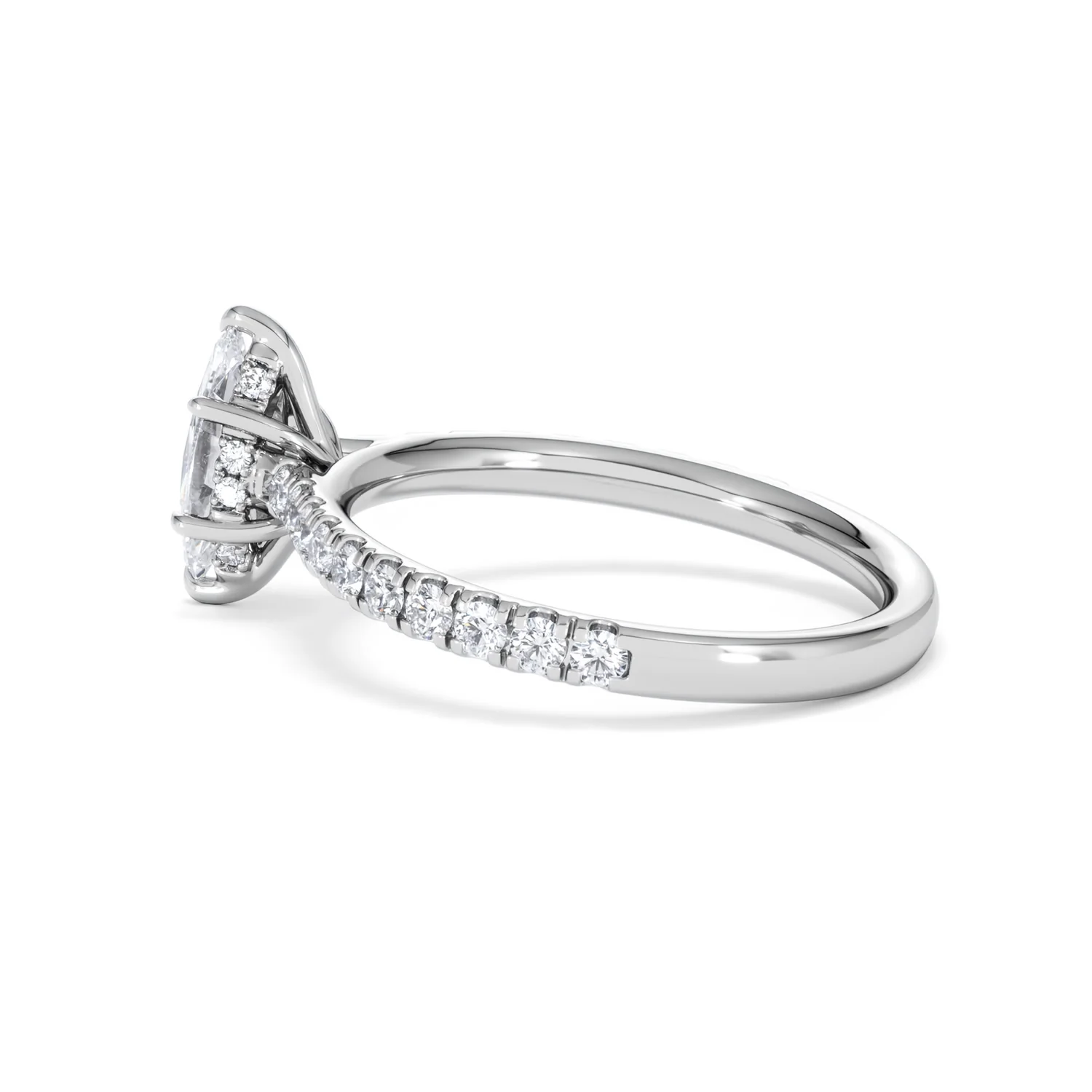 Amora Marquise 0.97ct Hidden Halo Diamond Engagement Ring with Side Stones Set in 18K White Gold - Image 63