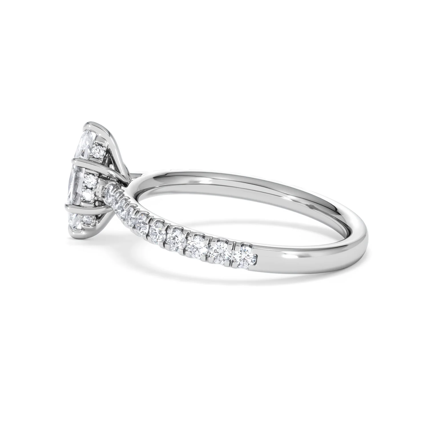 Amora Marquise 0.97ct Hidden Halo Diamond Engagement Ring with Side Stones Set in 18K White Gold - Image 64