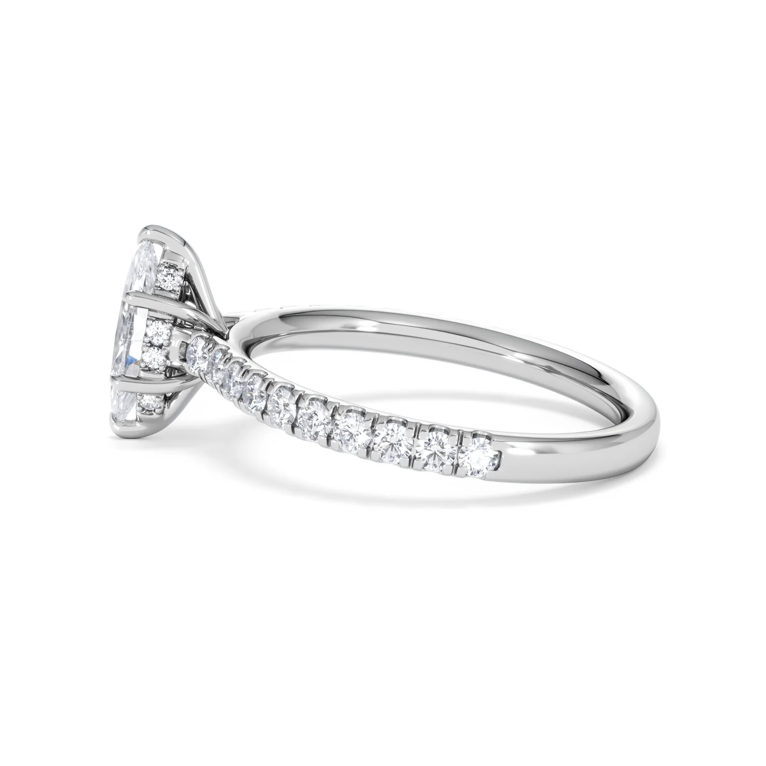 Amora Marquise 0.97ct Hidden Halo Diamond Engagement Ring with Side Stones Set in 18K White Gold - Image 66