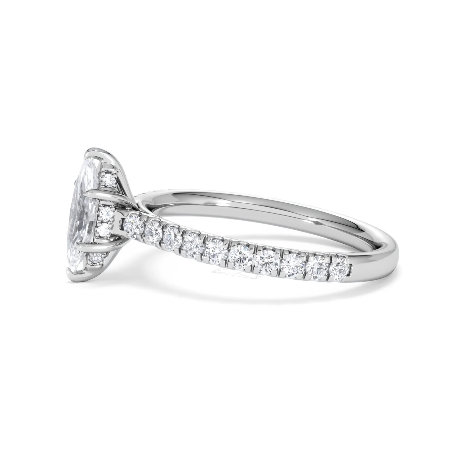 Amora Marquise 0.97ct Hidden Halo Diamond Engagement Ring with Side Stones Set in 18K White Gold - Image 71