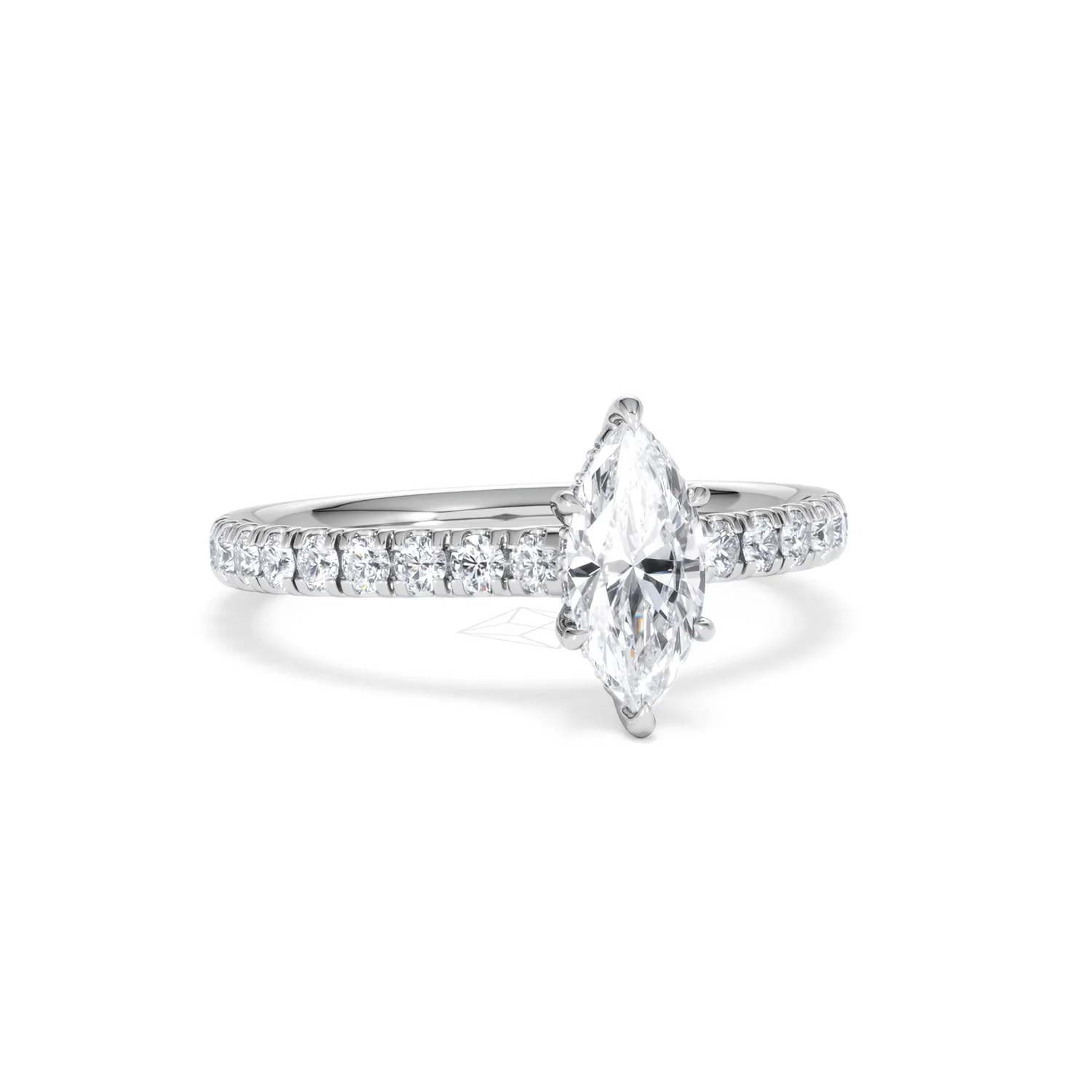 Amora Marquise 0.97ct Hidden Halo Diamond Engagement Ring With Side Stones Set in Platinum - Image 11