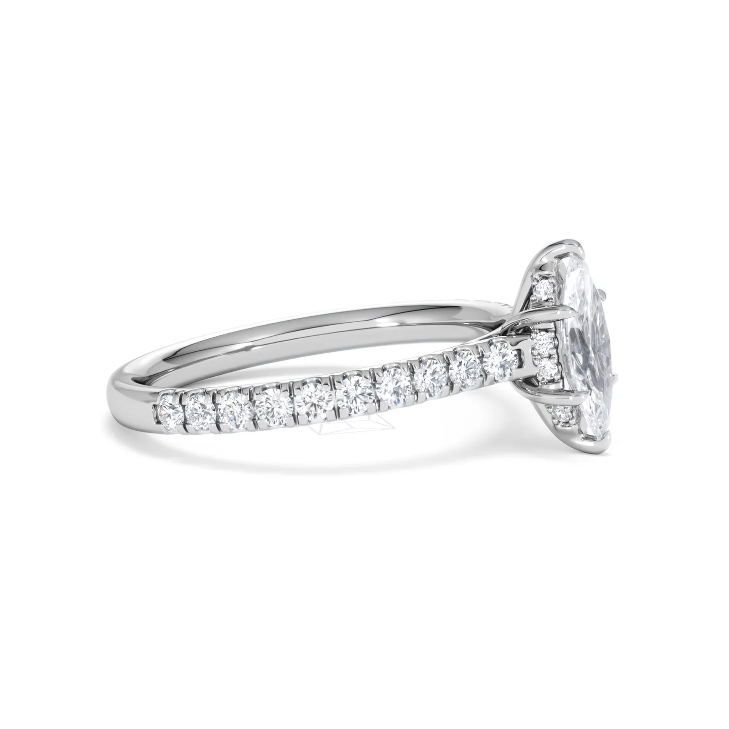 Amora Marquise 0.97ct Hidden Halo Diamond Engagement Ring With Side Stones Set in Platinum - Image 22