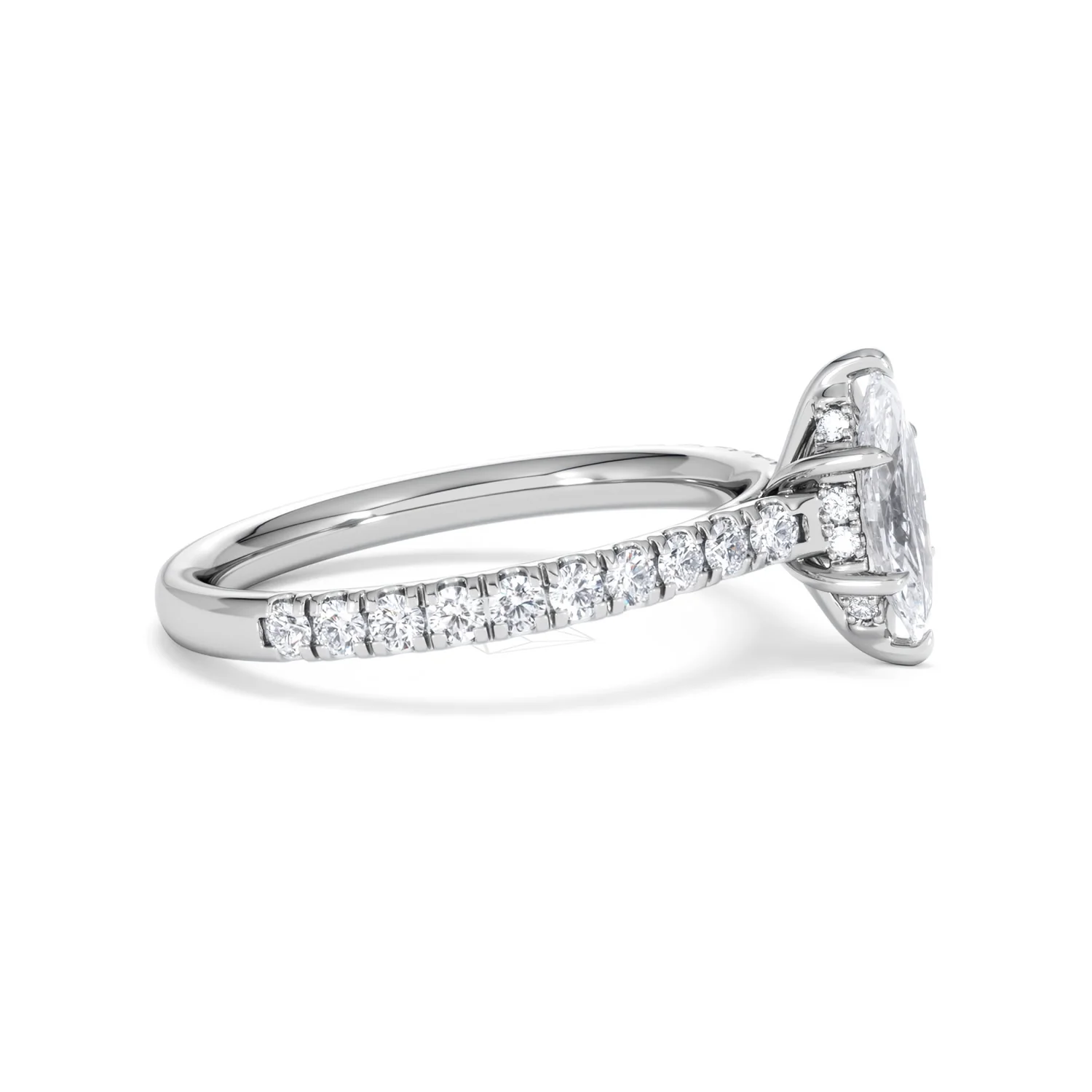 Amora Marquise 0.97ct Hidden Halo Diamond Engagement Ring With Side Stones Set in Platinum - Image 24