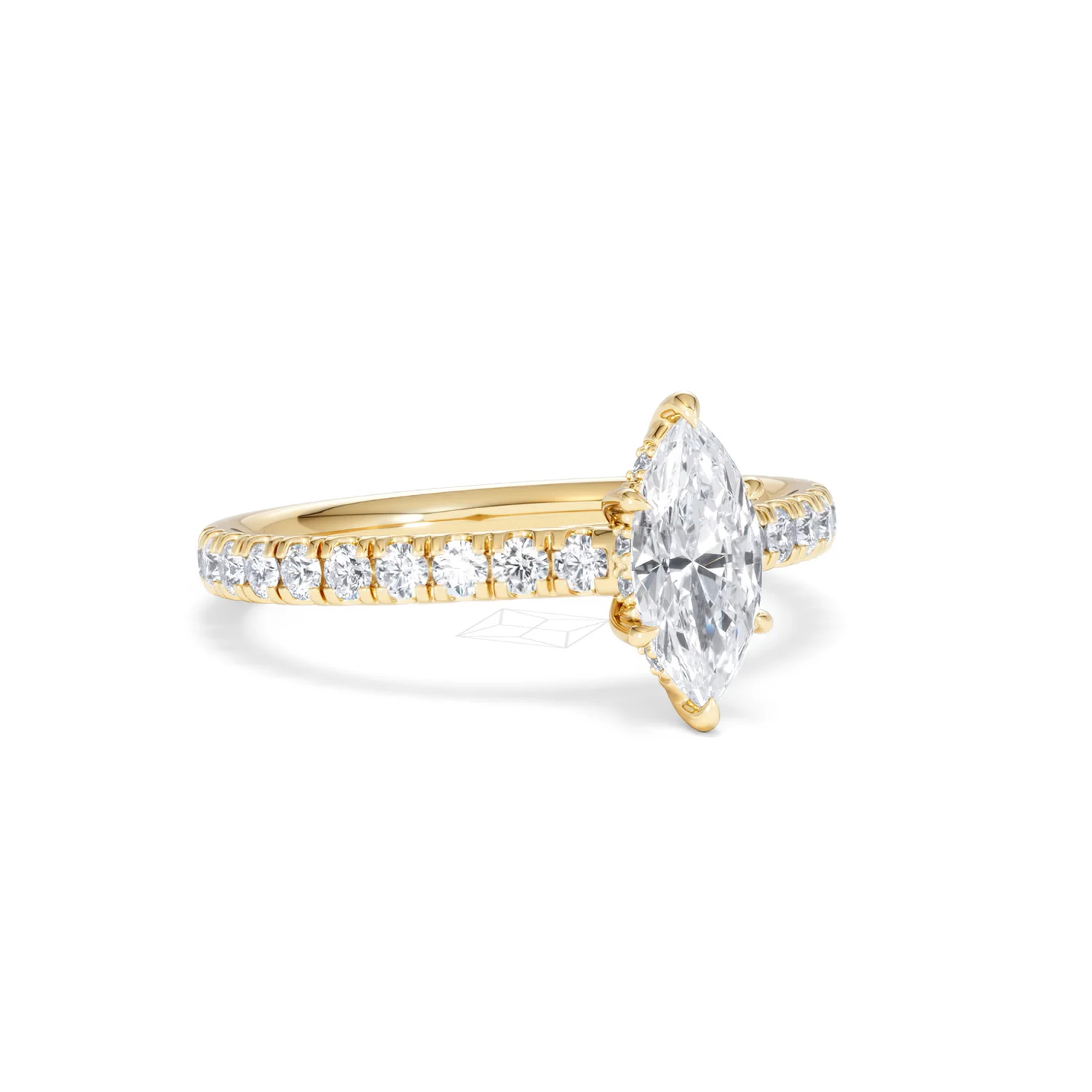 Amora Marquise 0.97ct Hidden Halo Lab Diamond Engagement Ring With Side Stones Set in 18K Gold - Image 13