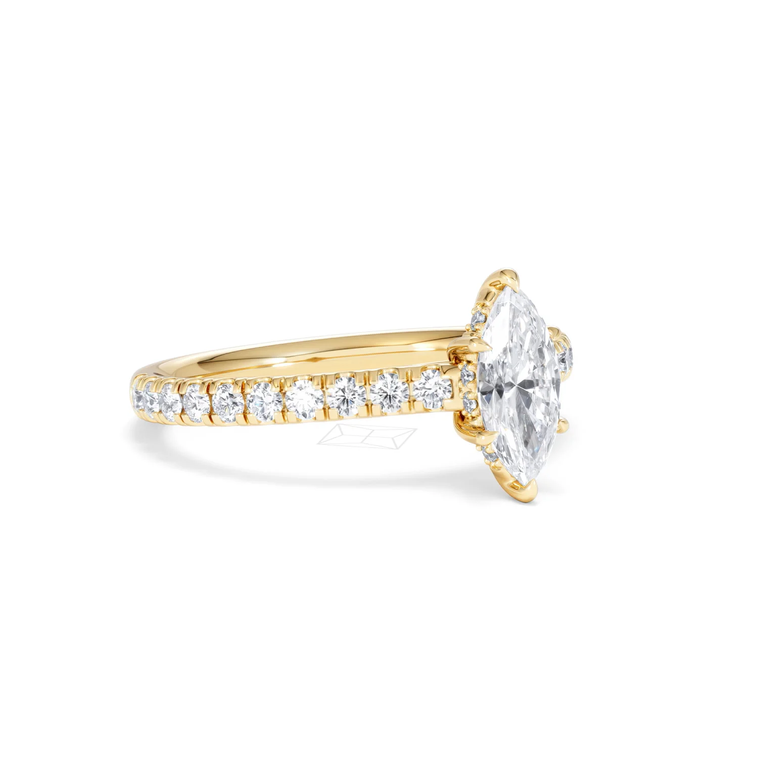 Amora Marquise 0.97ct Hidden Halo Lab Diamond Engagement Ring With Side Stones Set in 18K Gold - Image 15