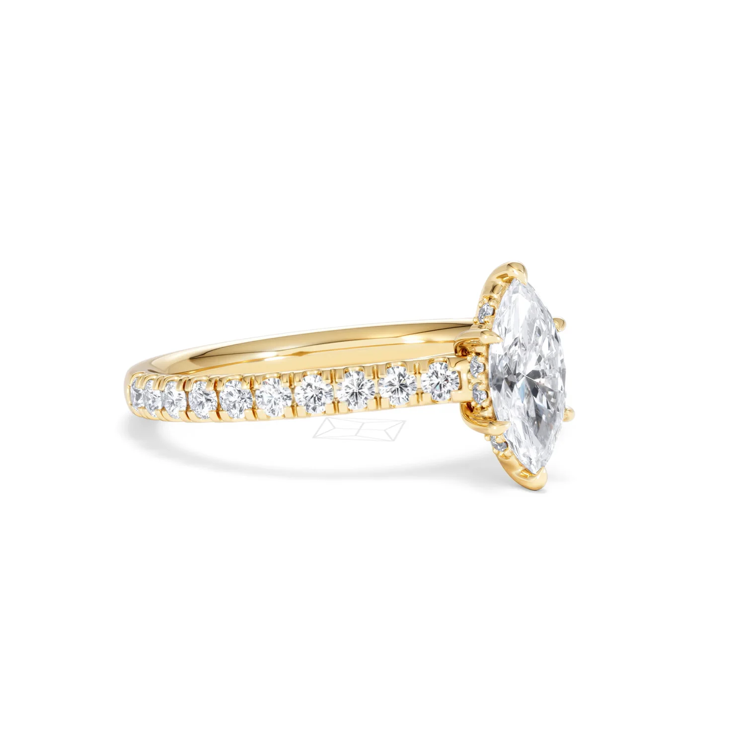 Amora Marquise 0.97ct Hidden Halo Lab Diamond Engagement Ring With Side Stones Set in 18K Gold - Image 16