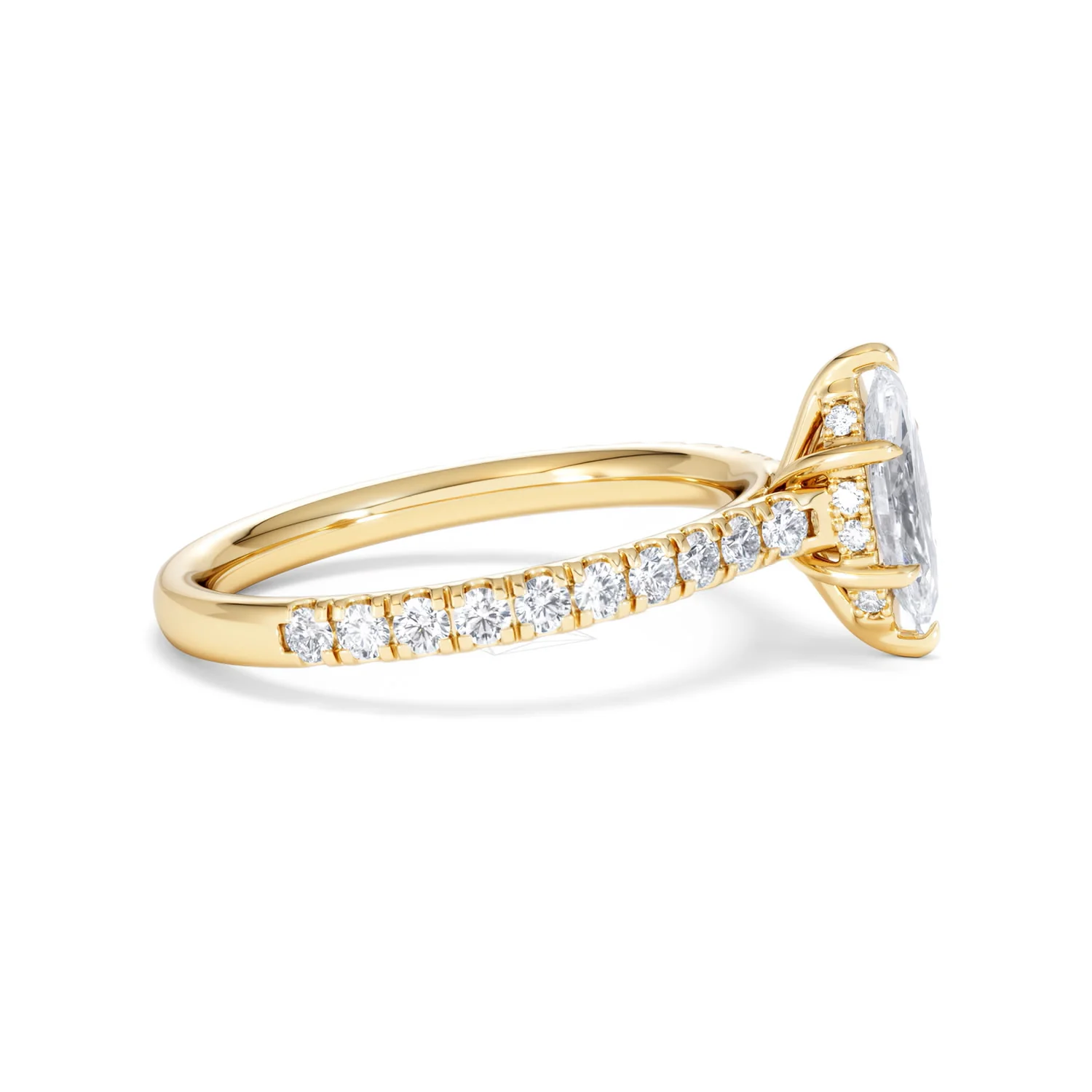 Amora Marquise 0.97ct Hidden Halo Lab Diamond Engagement Ring With Side Stones Set in 18K Gold - Image 25