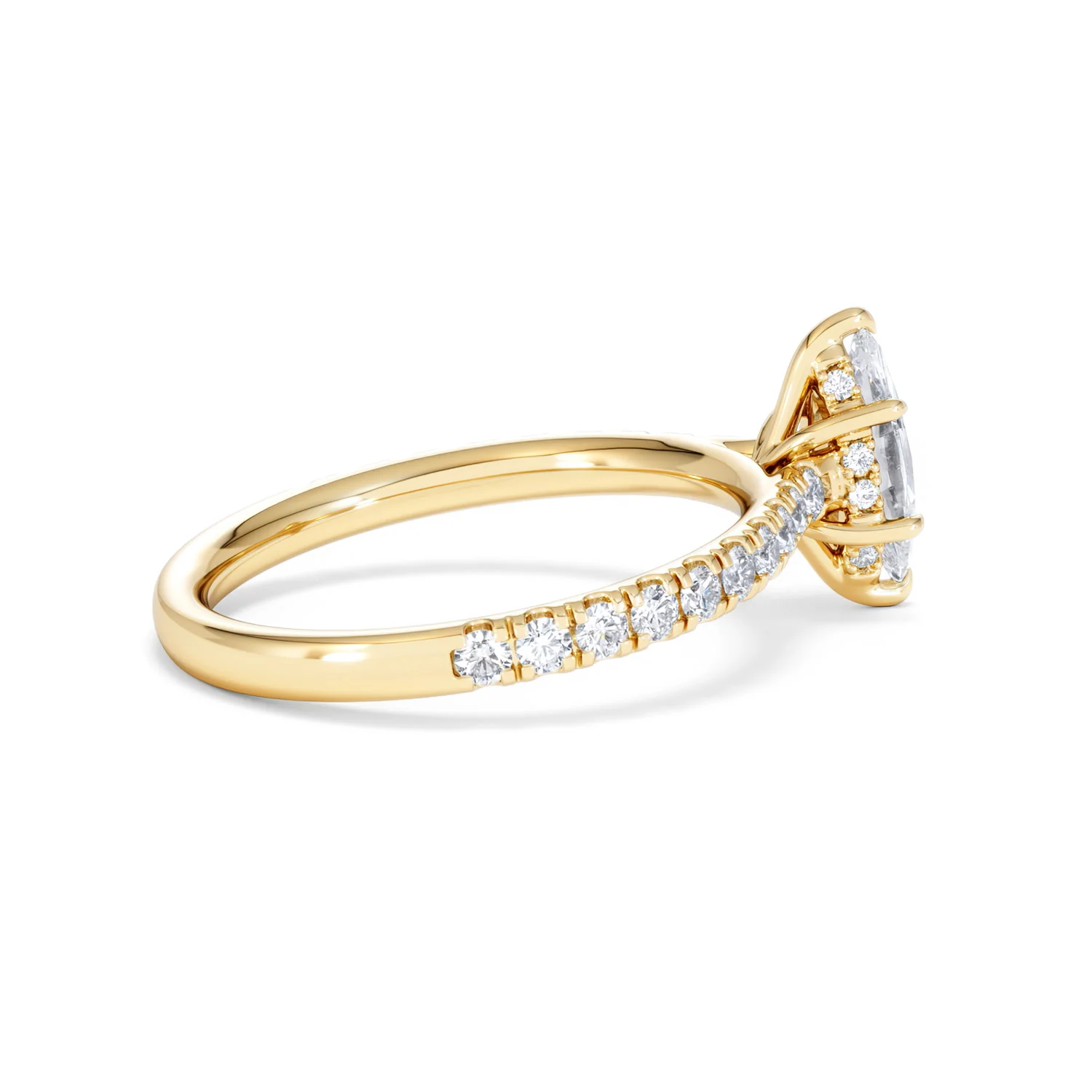 Amora Marquise 0.97ct Hidden Halo Lab Diamond Engagement Ring With Side Stones Set in 18K Gold - Image 32