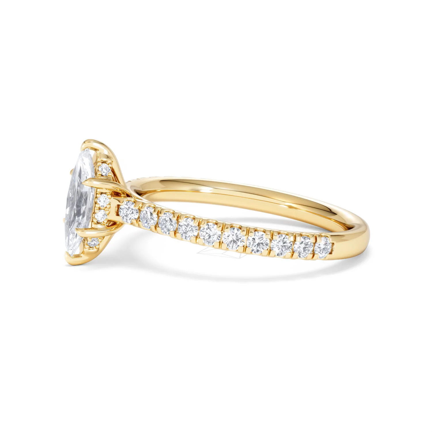 Amora Marquise 0.97ct Hidden Halo Lab Diamond Engagement Ring With Side Stones Set in 18K Gold - Image 72